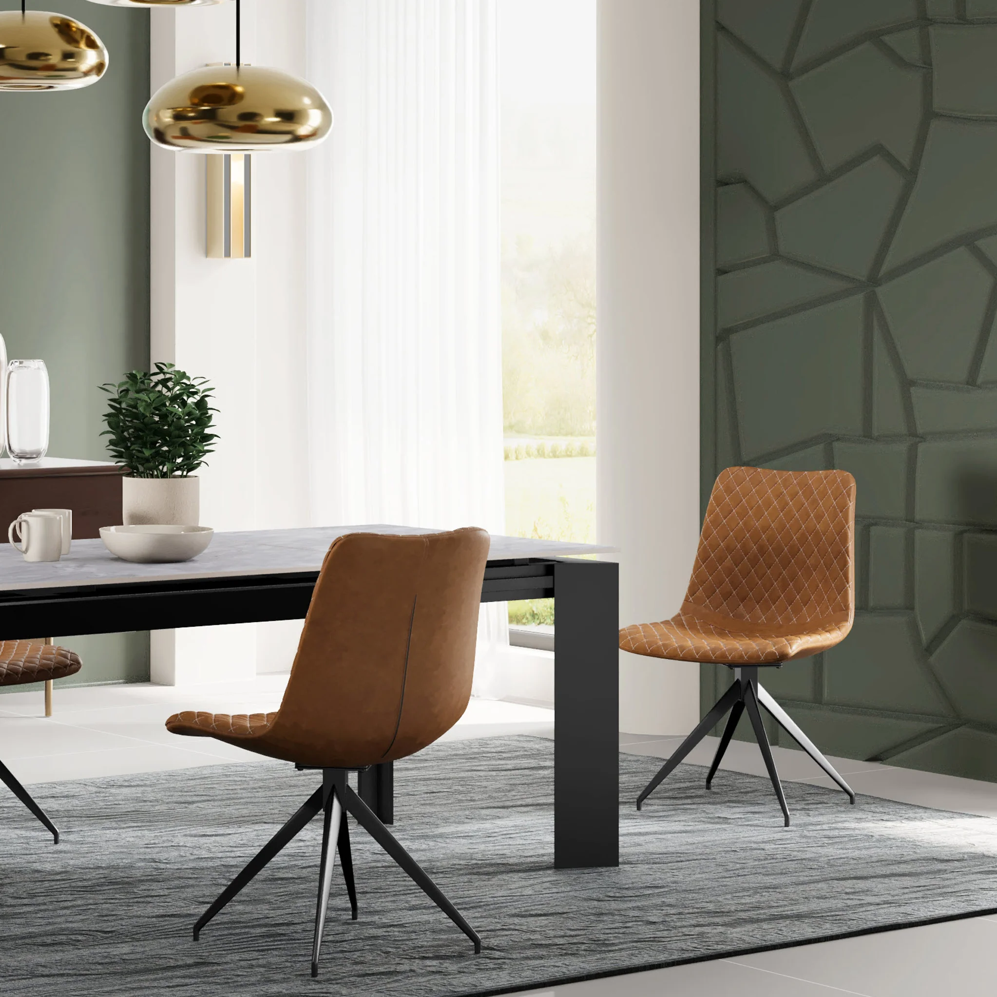 Saunder Faux Leather Swivel Dining Chair - Image 6