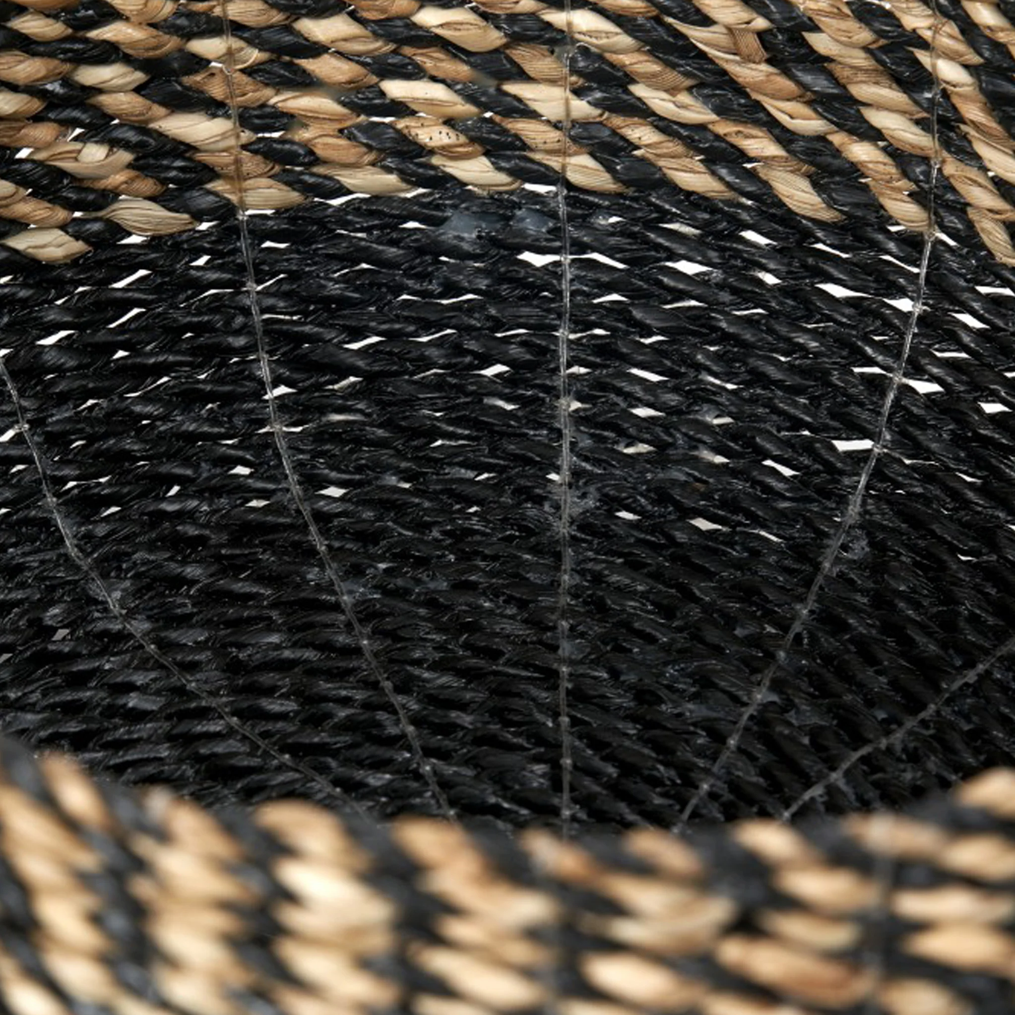 Seagrass Natural and Black Round Baskets Set of 2 - Image 4