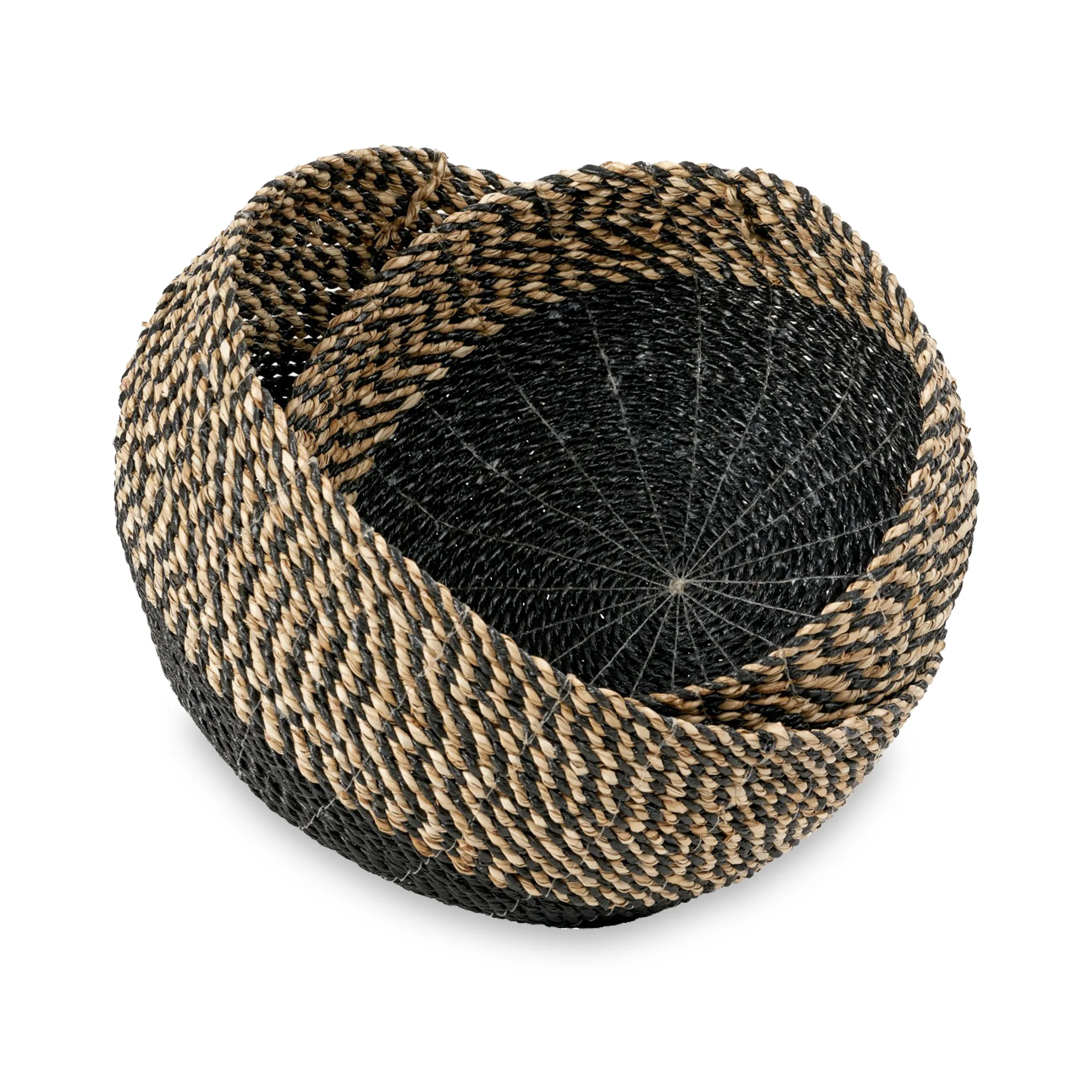 Seagrass Natural and Black Round Baskets Set of 2 - Image 5