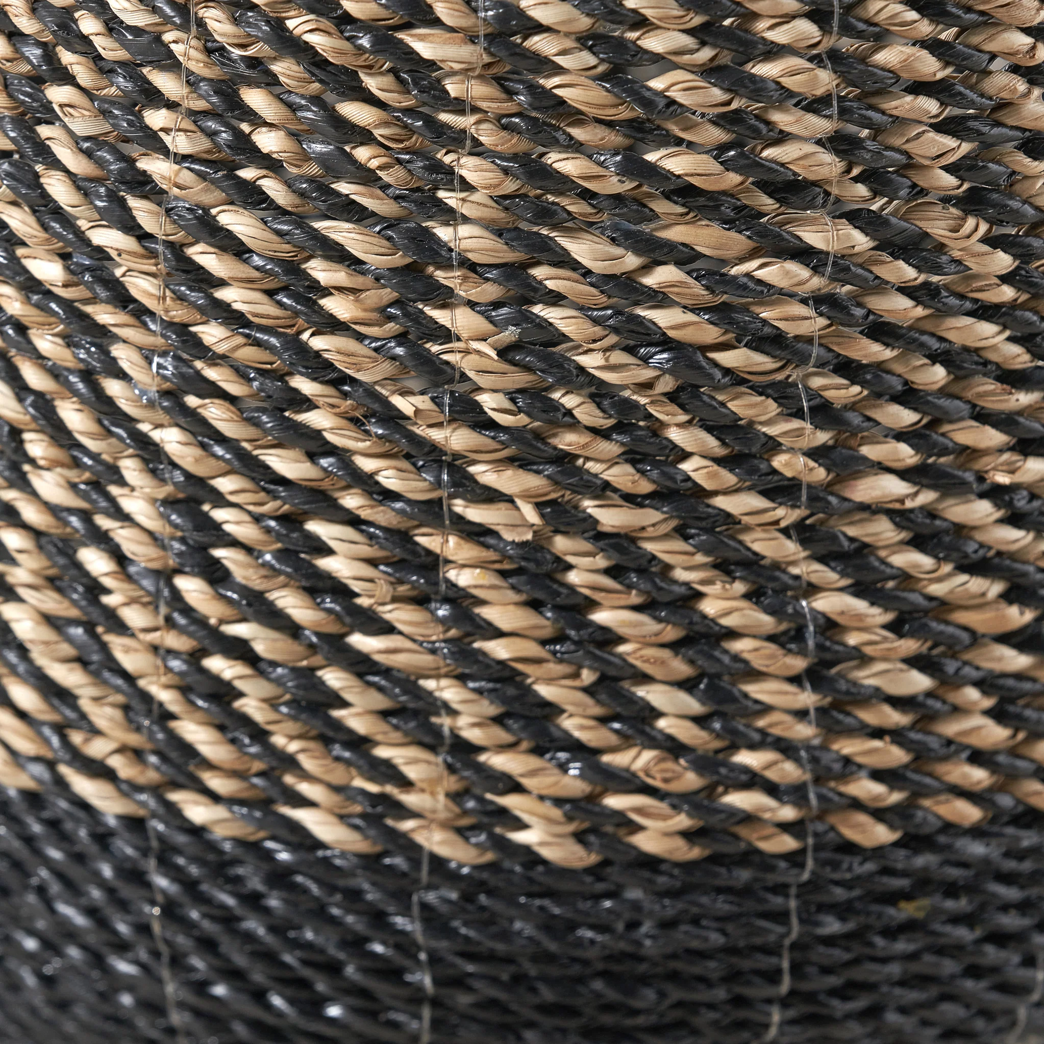Seagrass Natural and Black Round Handled Baskets Set of 2 - Image 4