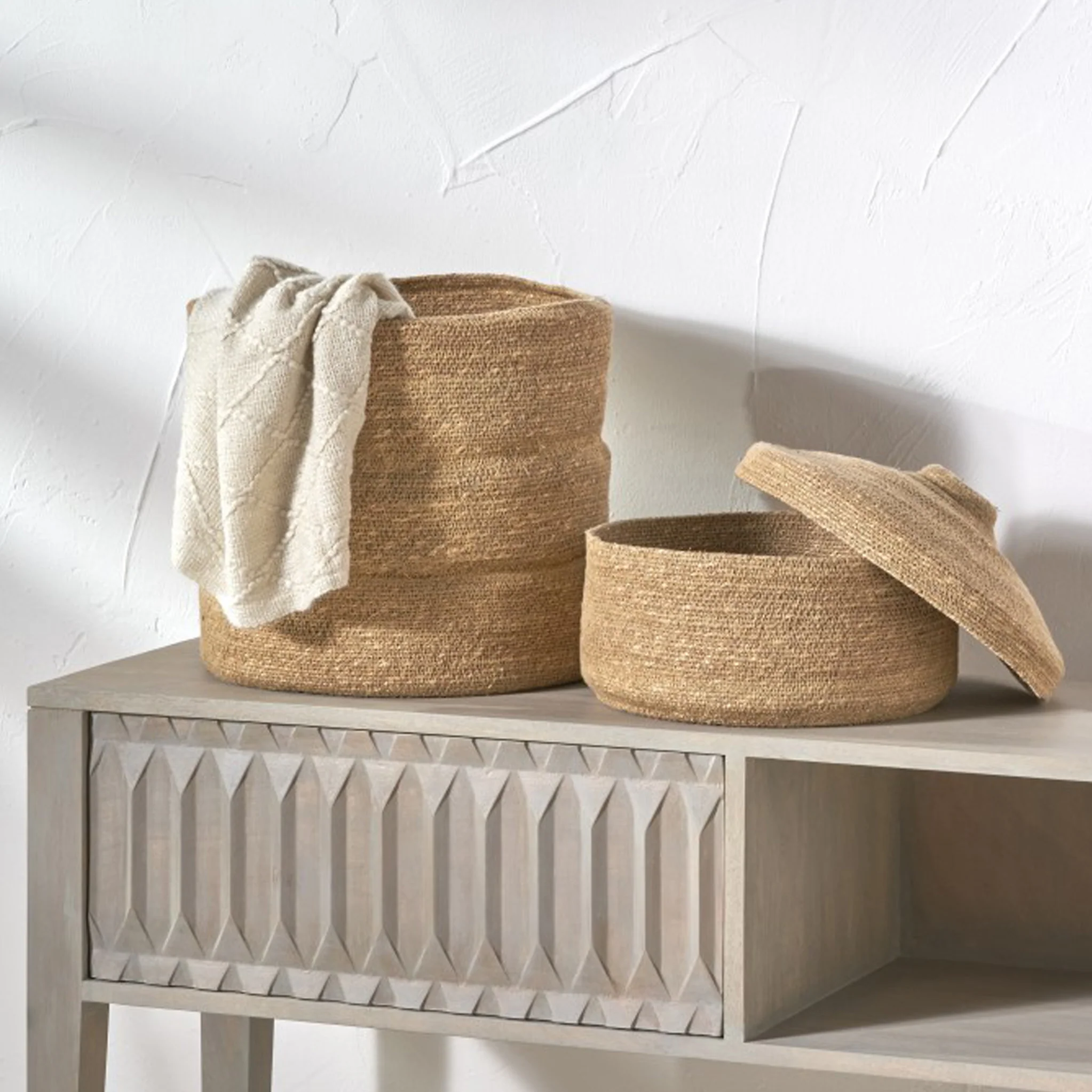 Seagrass Natural Ribbed Basket - Image 6