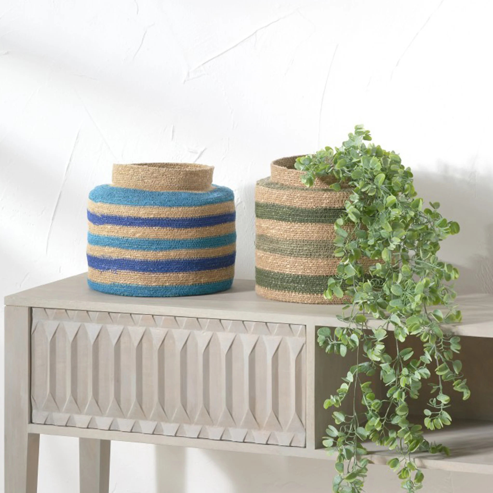 Seagrass Stripe Round Basket - Image 12