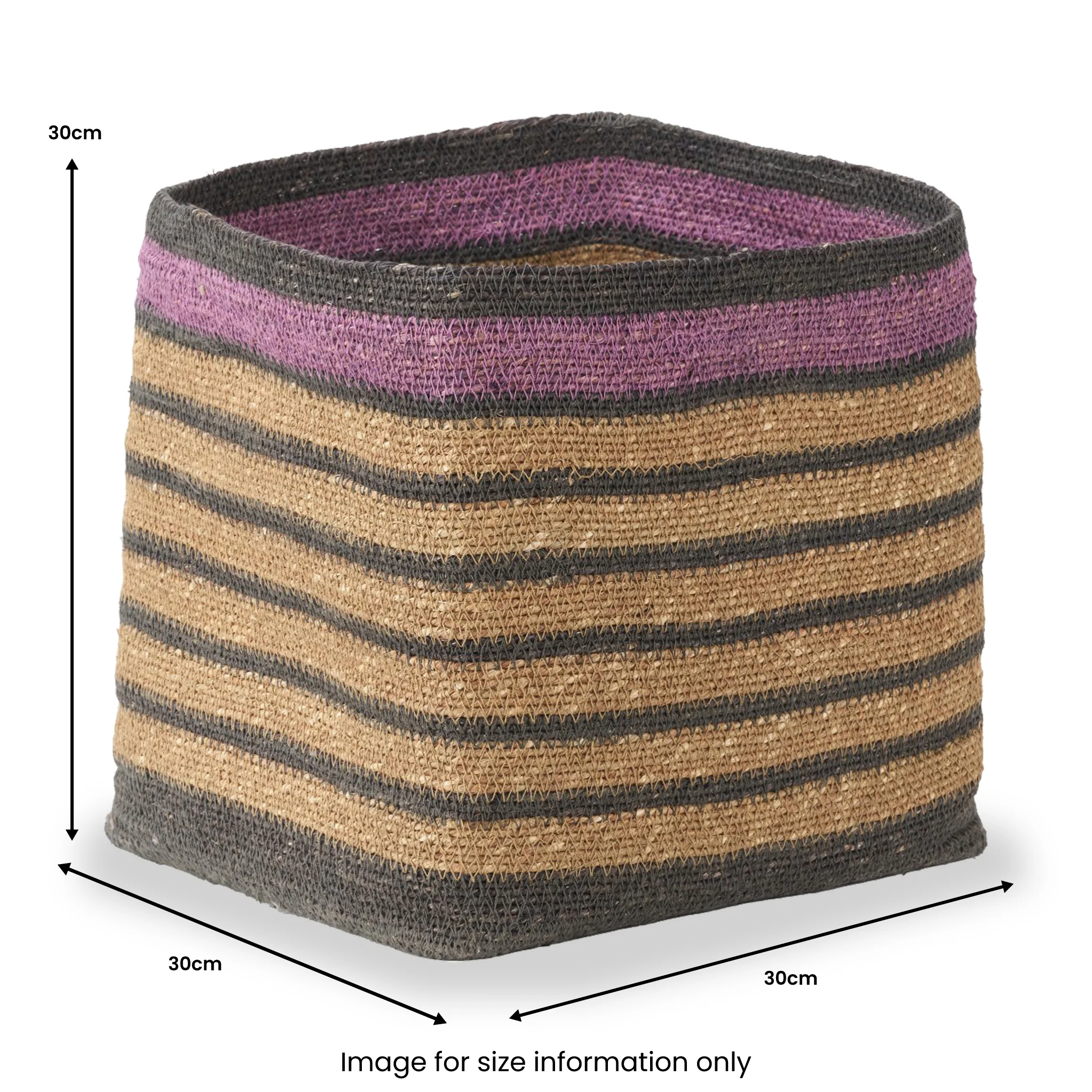 Seagrass Stripe Square Basket - Image 11