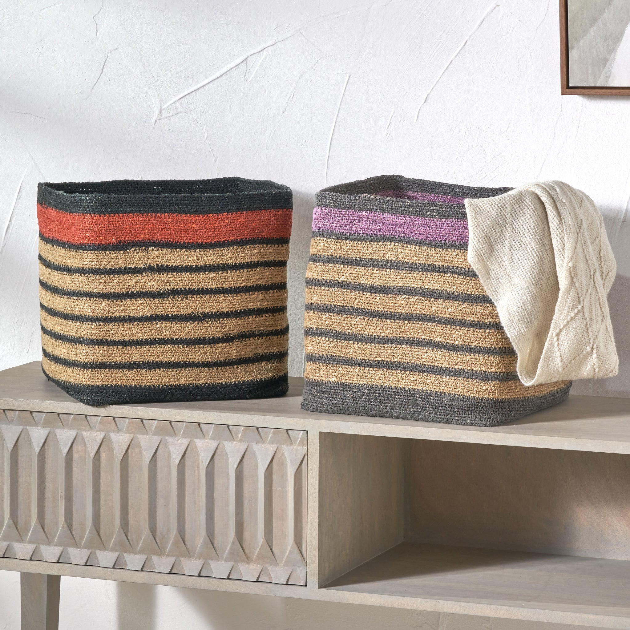 Seagrass Stripe Square Basket - Image 2