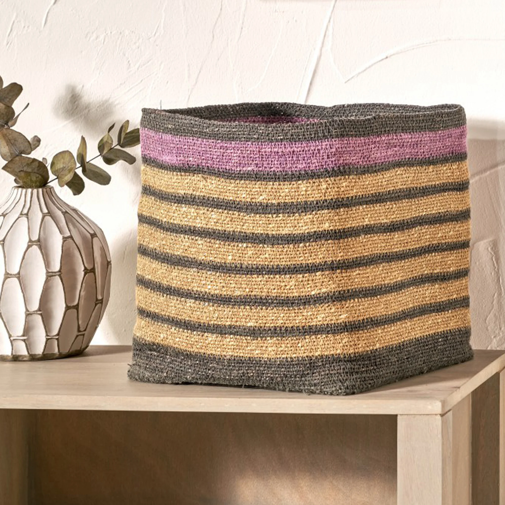 Seagrass Stripe Square Basket - Image 6
