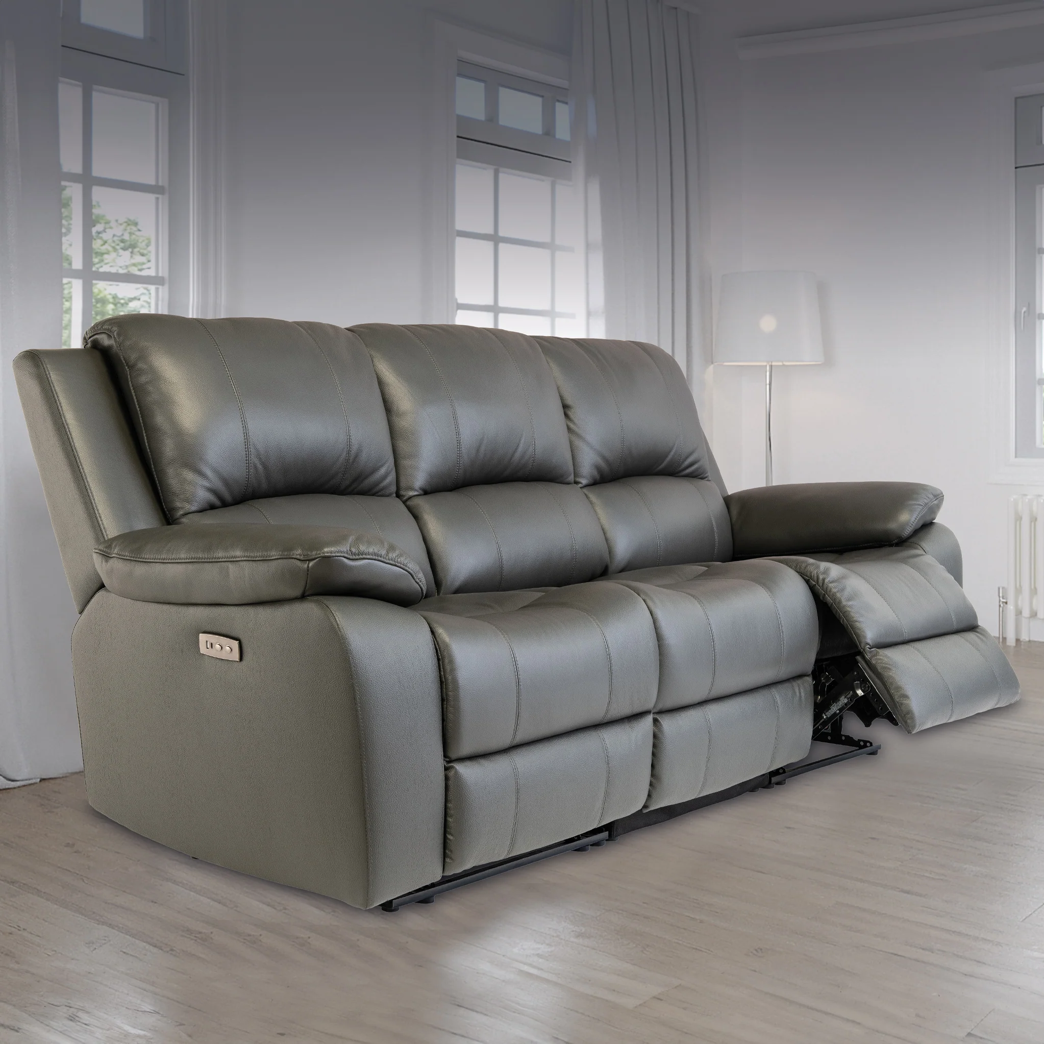 Selma Leather Power Recliner 3 Seater Sofa - Image 2