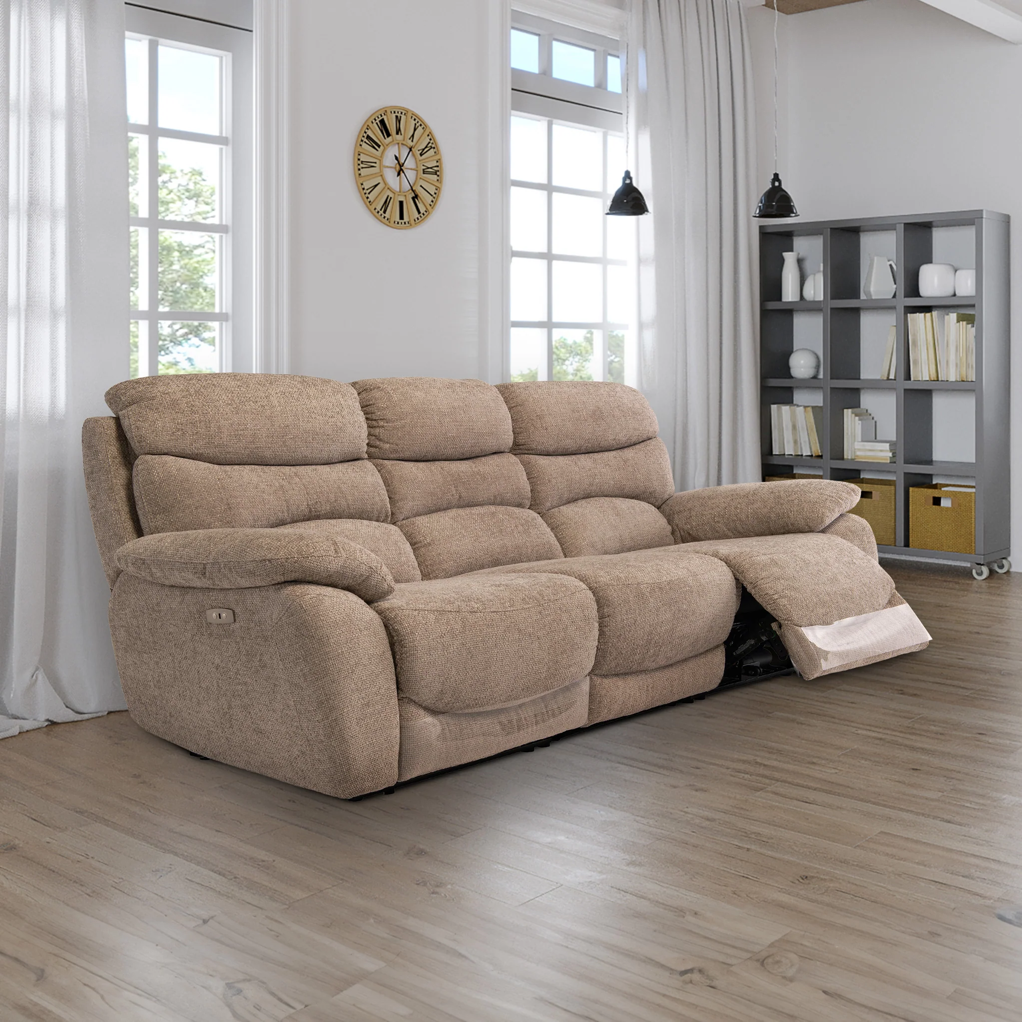 Seville Fabric Power Reclining 3 Seater Sofa - Image 7