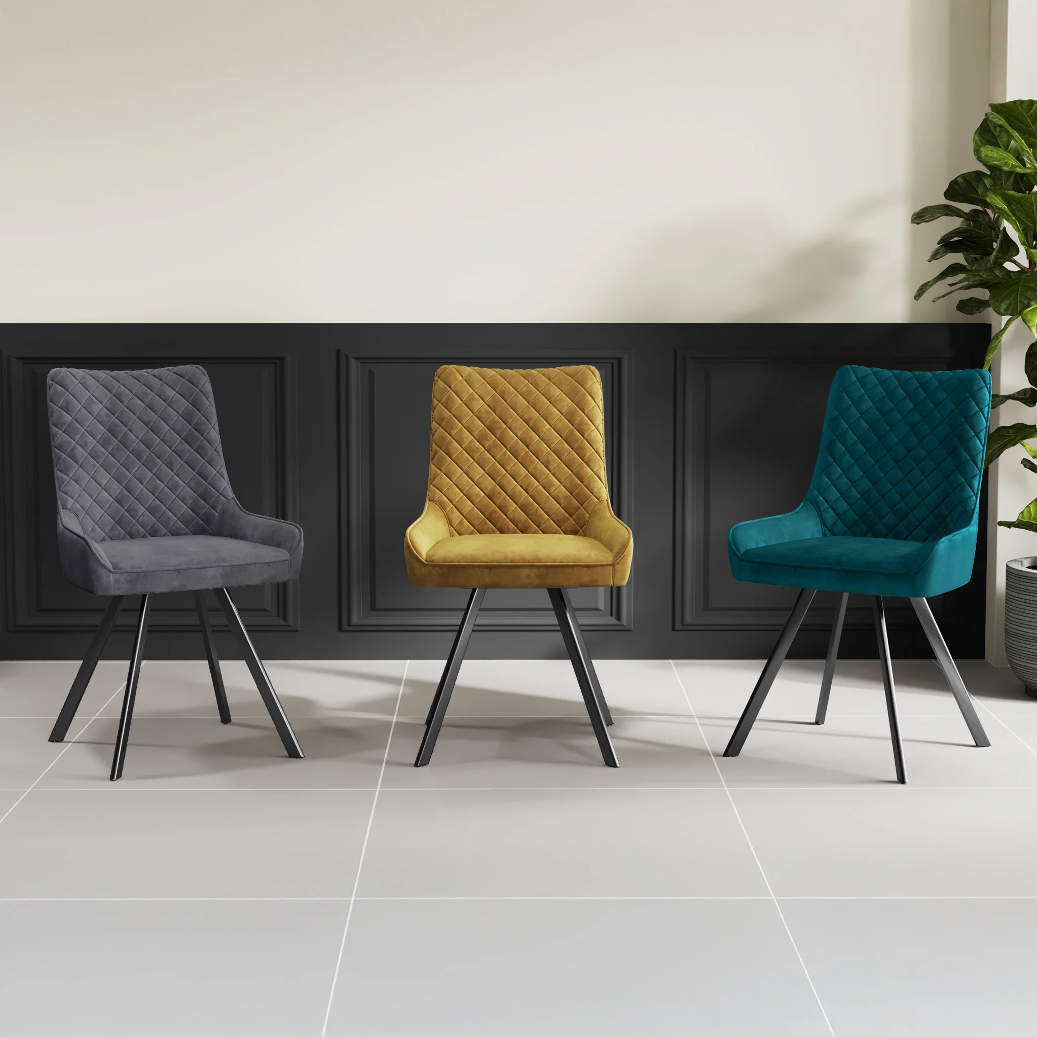Sharynn Velvet Quilted Dining Chair - Image 15