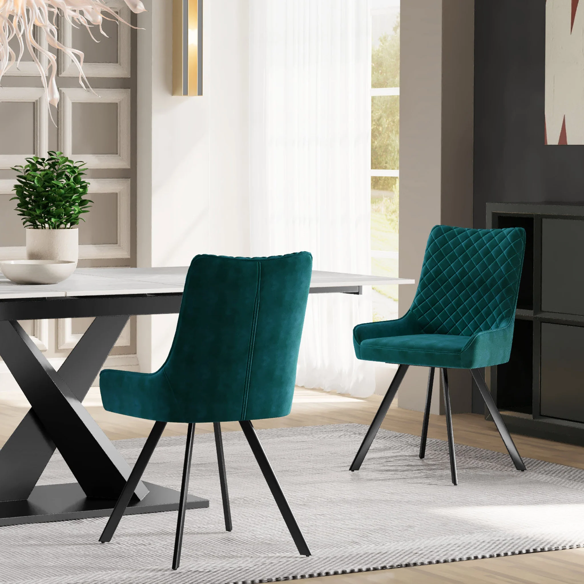 Sharynn Velvet Quilted Dining Chair - Image 7