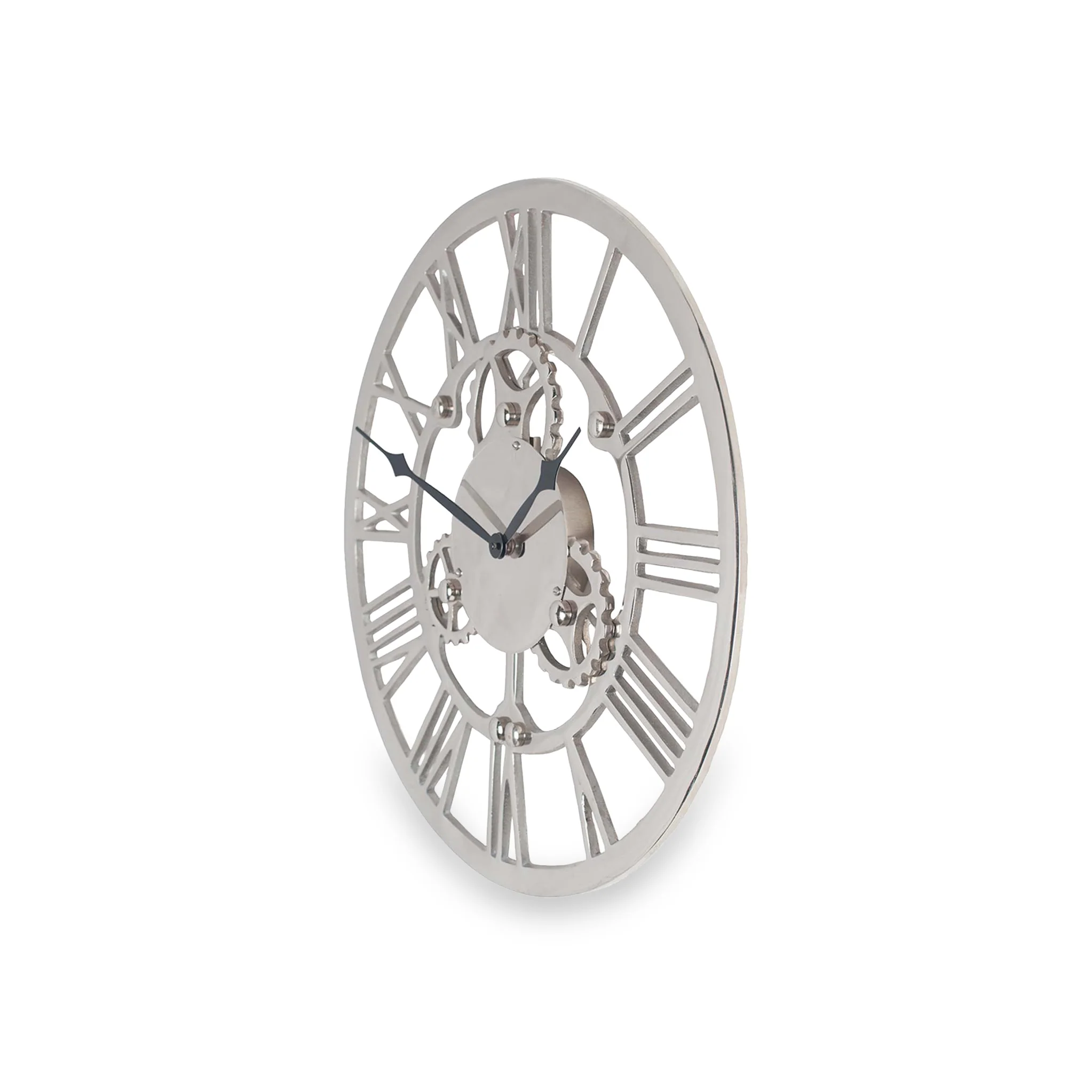 Shiny Nickel Cog Small Round Wall Clock - Image 4