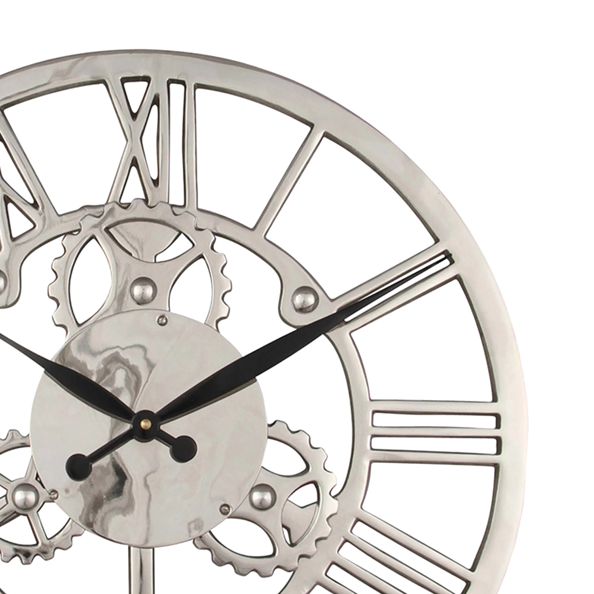 Shiny Nickel Cog Small Round Wall Clock - Image 5