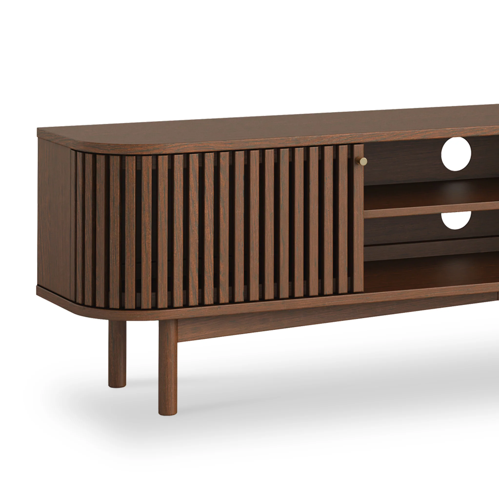 Shorwell Dark Oak 180cm Slatted Large TV Unit - Image 3
