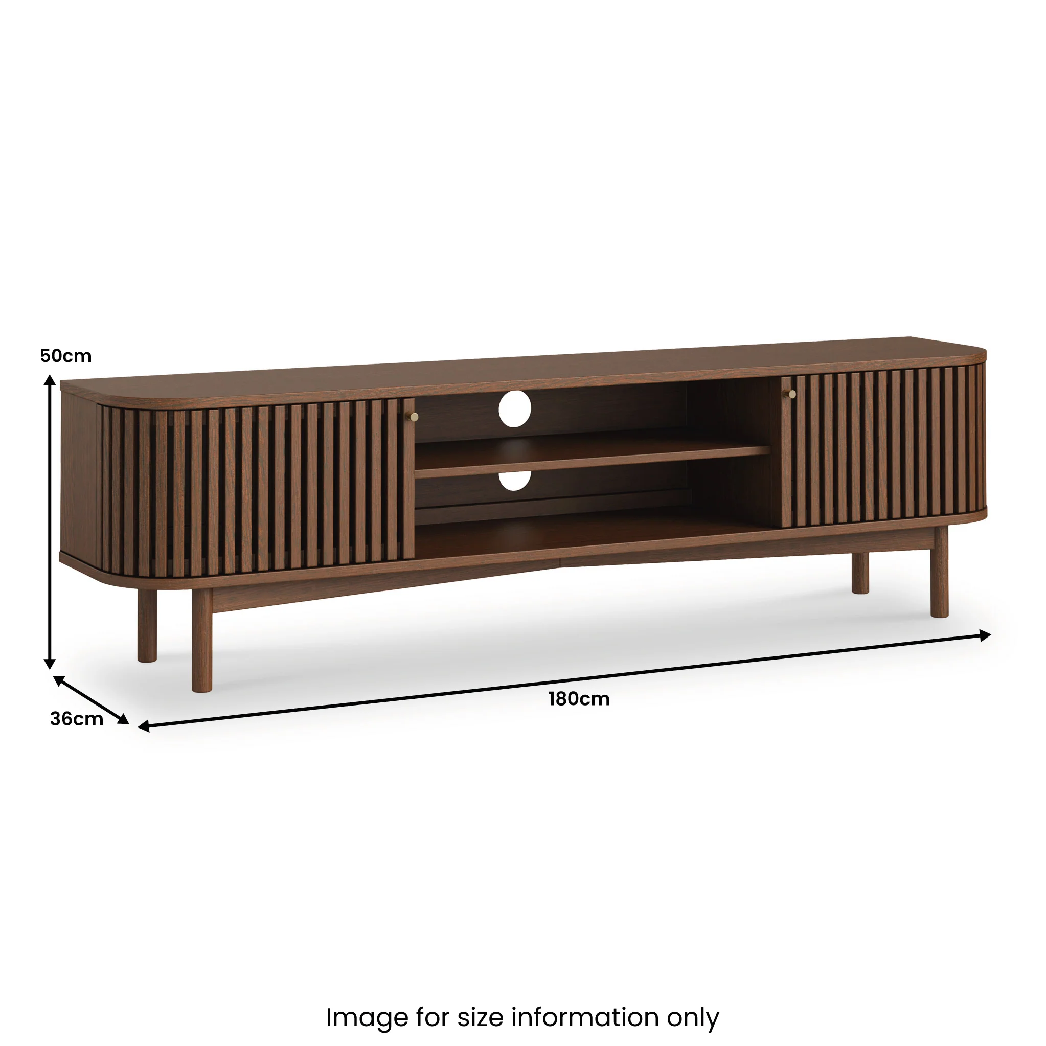 Shorwell Dark Oak 180cm Slatted Large TV Unit - Image 4