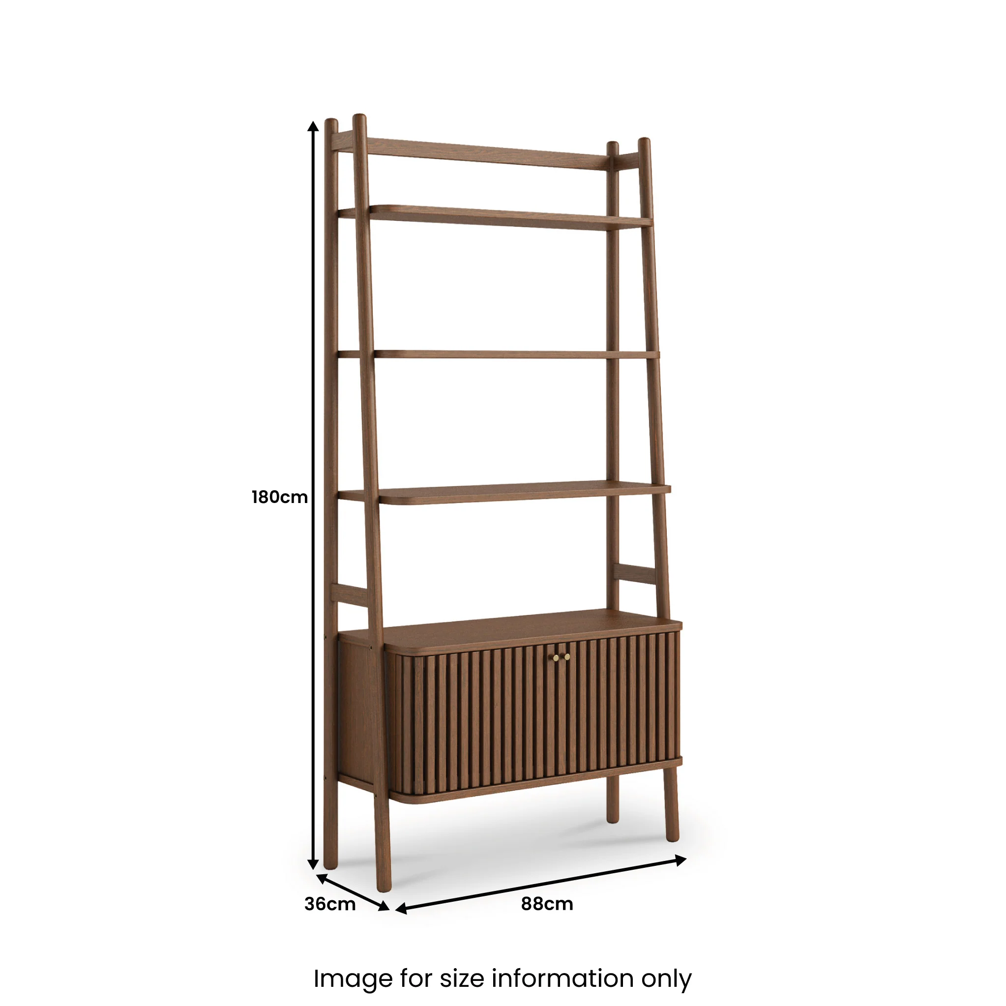 Shorwell Dark Oak Large Bookcase with 2 Door Slatted Cupboard - Image 3