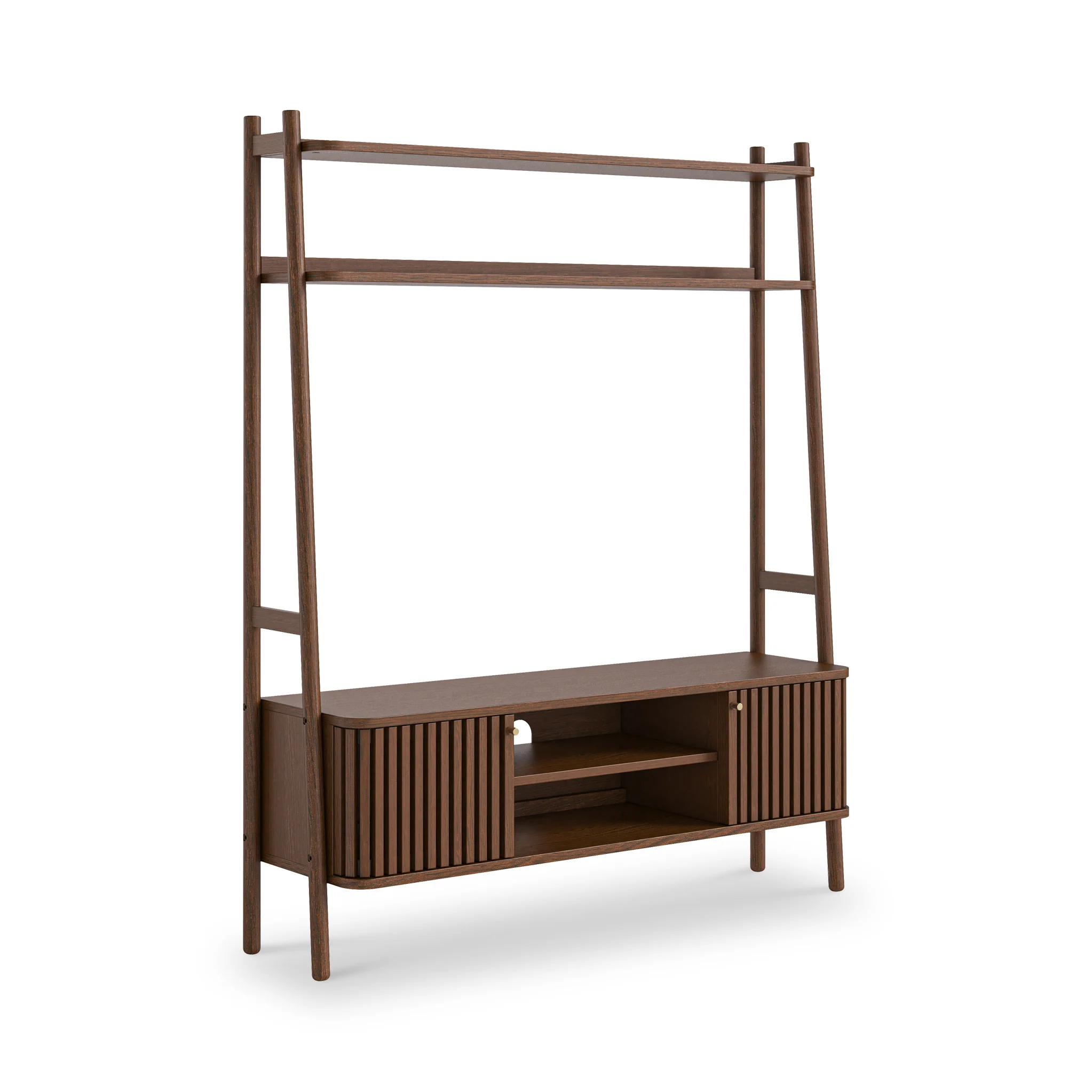 Shorwell Dark Oak Slatted 137cm TV Ladder Unit