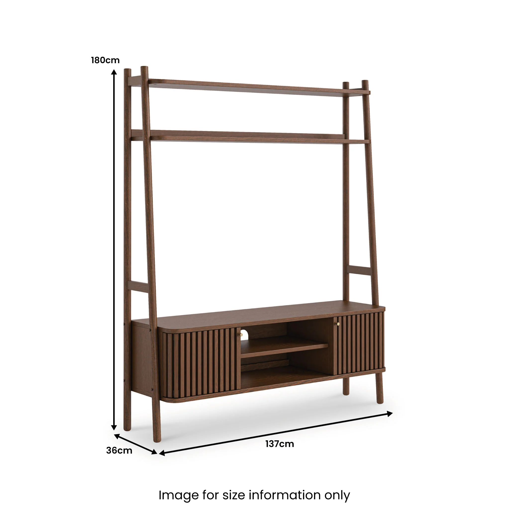 Shorwell Dark Oak Slatted 137cm TV Ladder Unit - Image 3