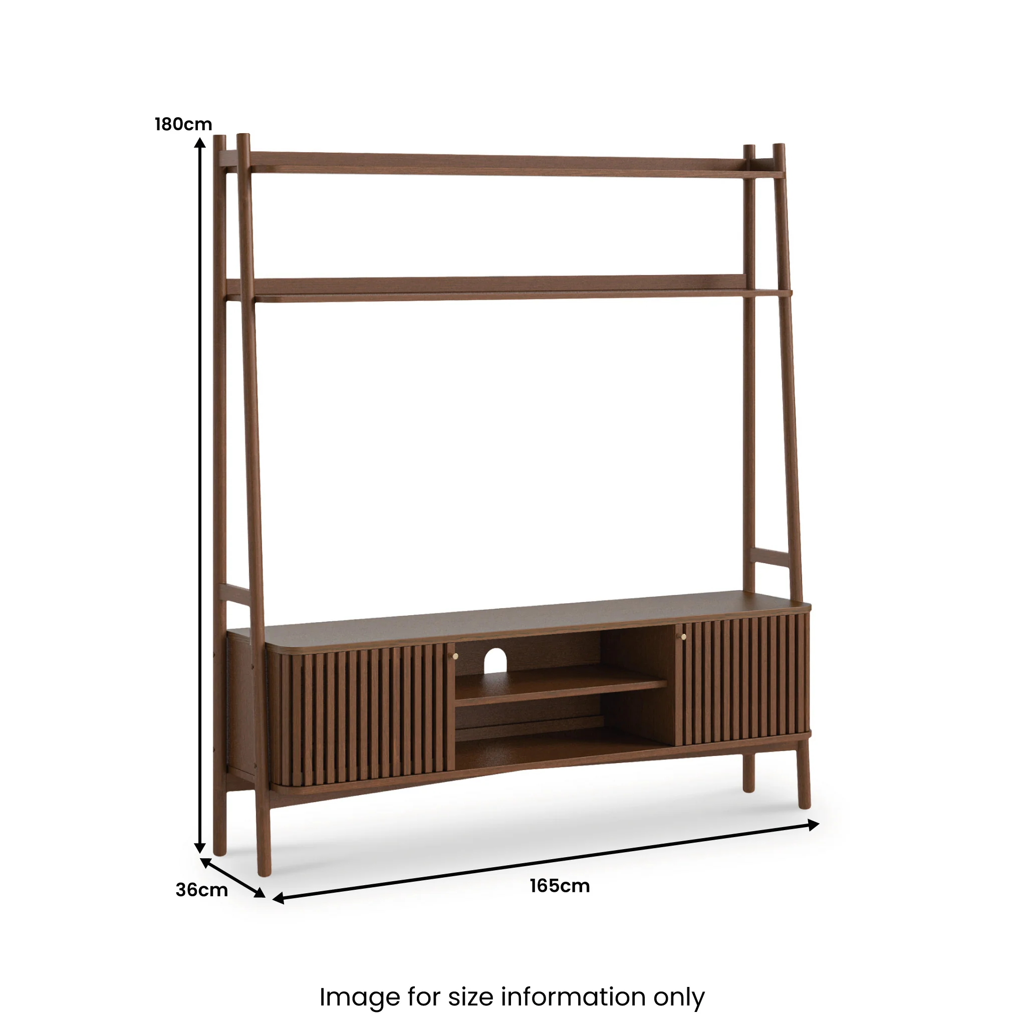 Shorwell Dark Oak Slatted 165cm TV Ladder Unit - Image 3