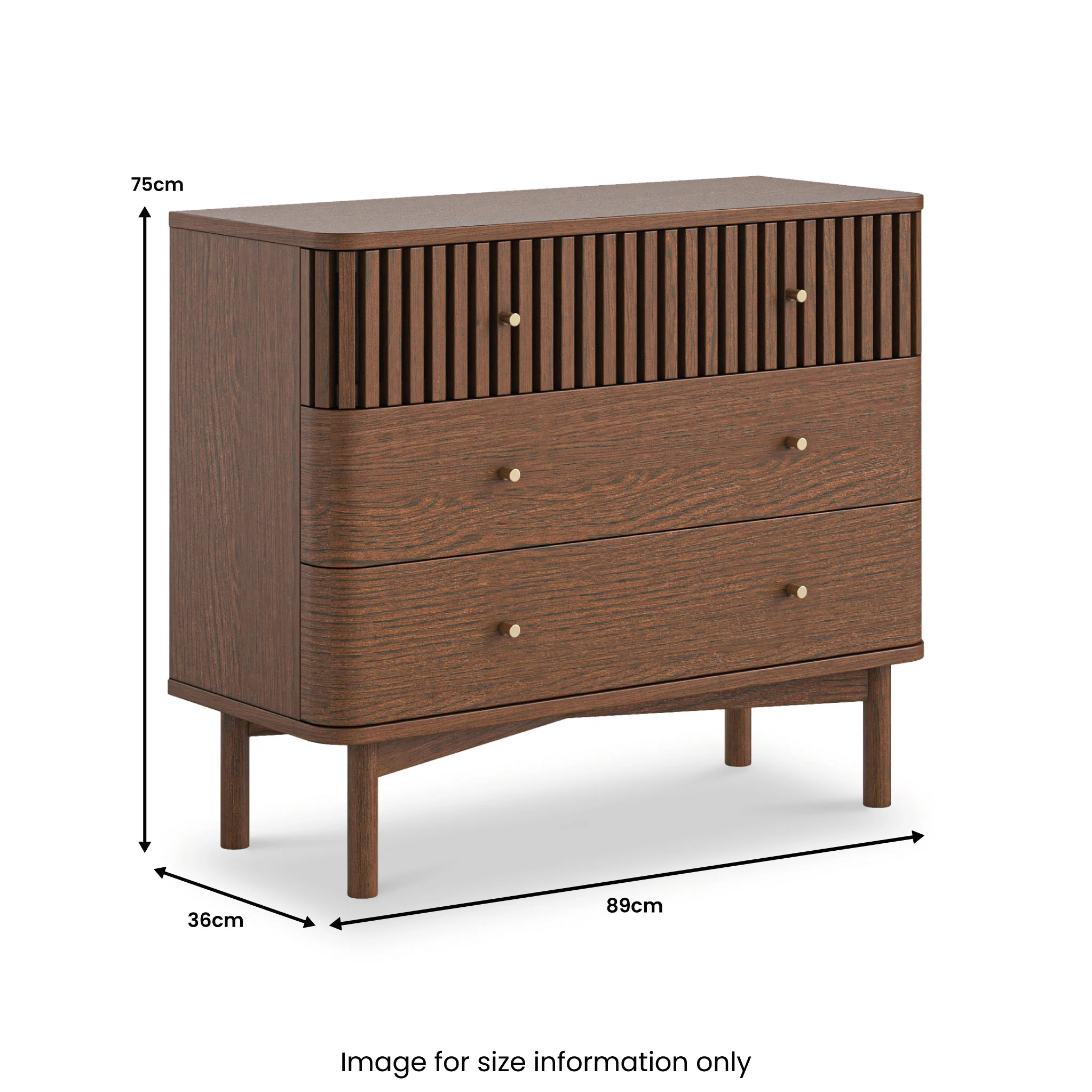 Shorwell Dark Oak Slatted 3 Drawer Chest - Image 3