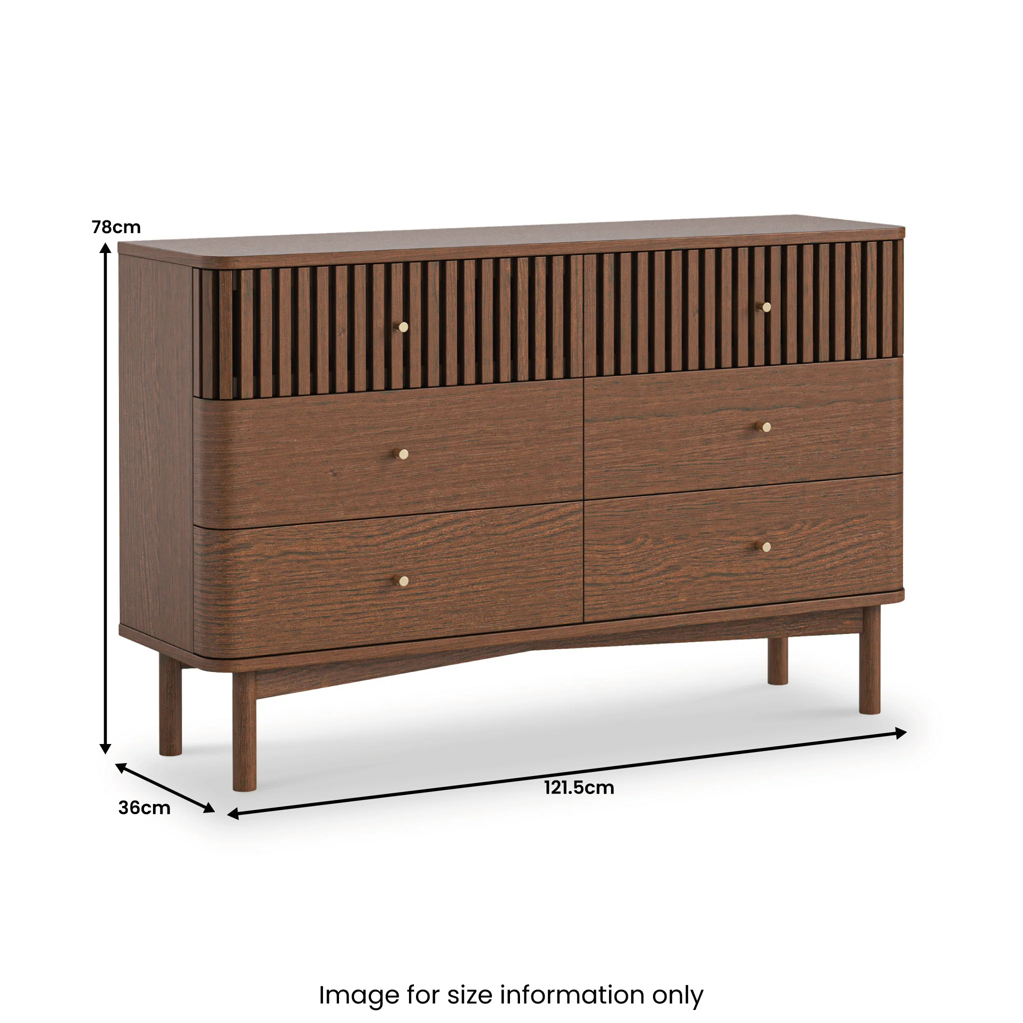 Shorwell Dark Oak Slatted 6 Drawer Chest - Image 3