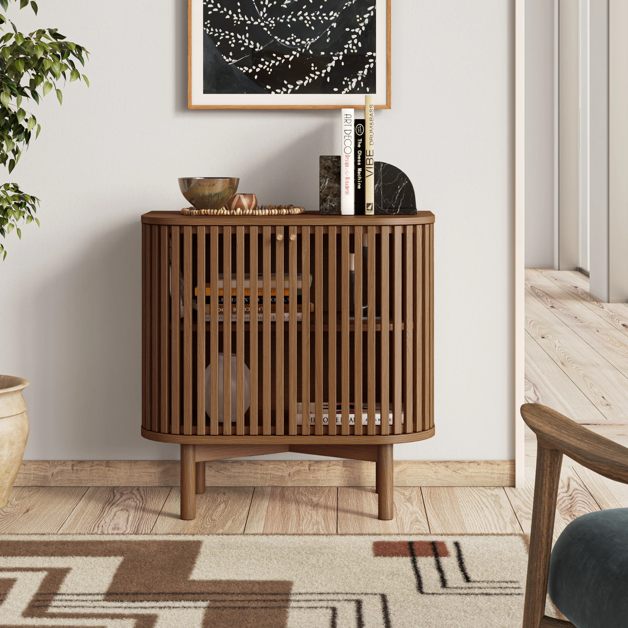 Shorwell Dark Oak Slatted Cupboard - Image 2