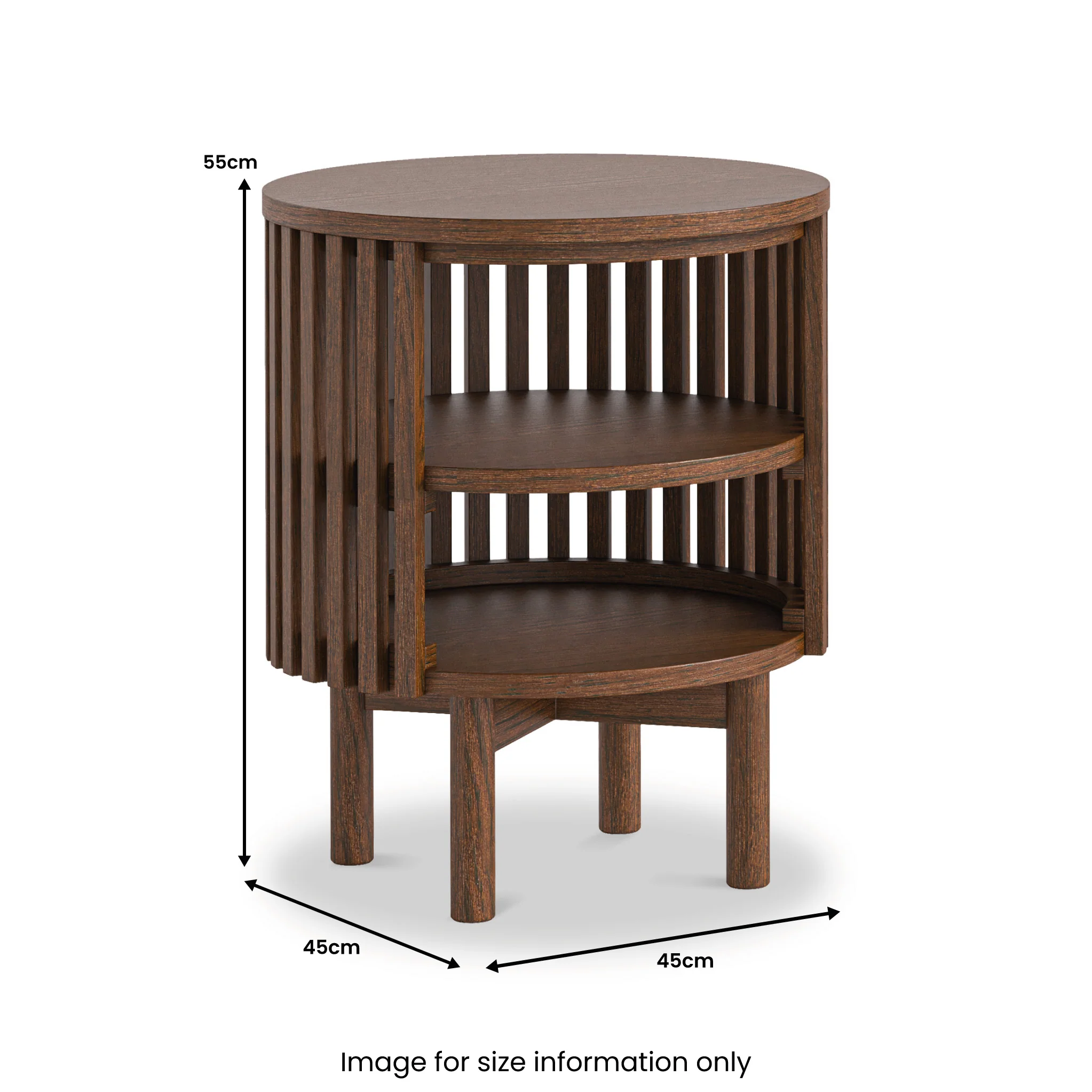 Shorwell Dark Oak Slatted Open Shelf Side Table - Image 3