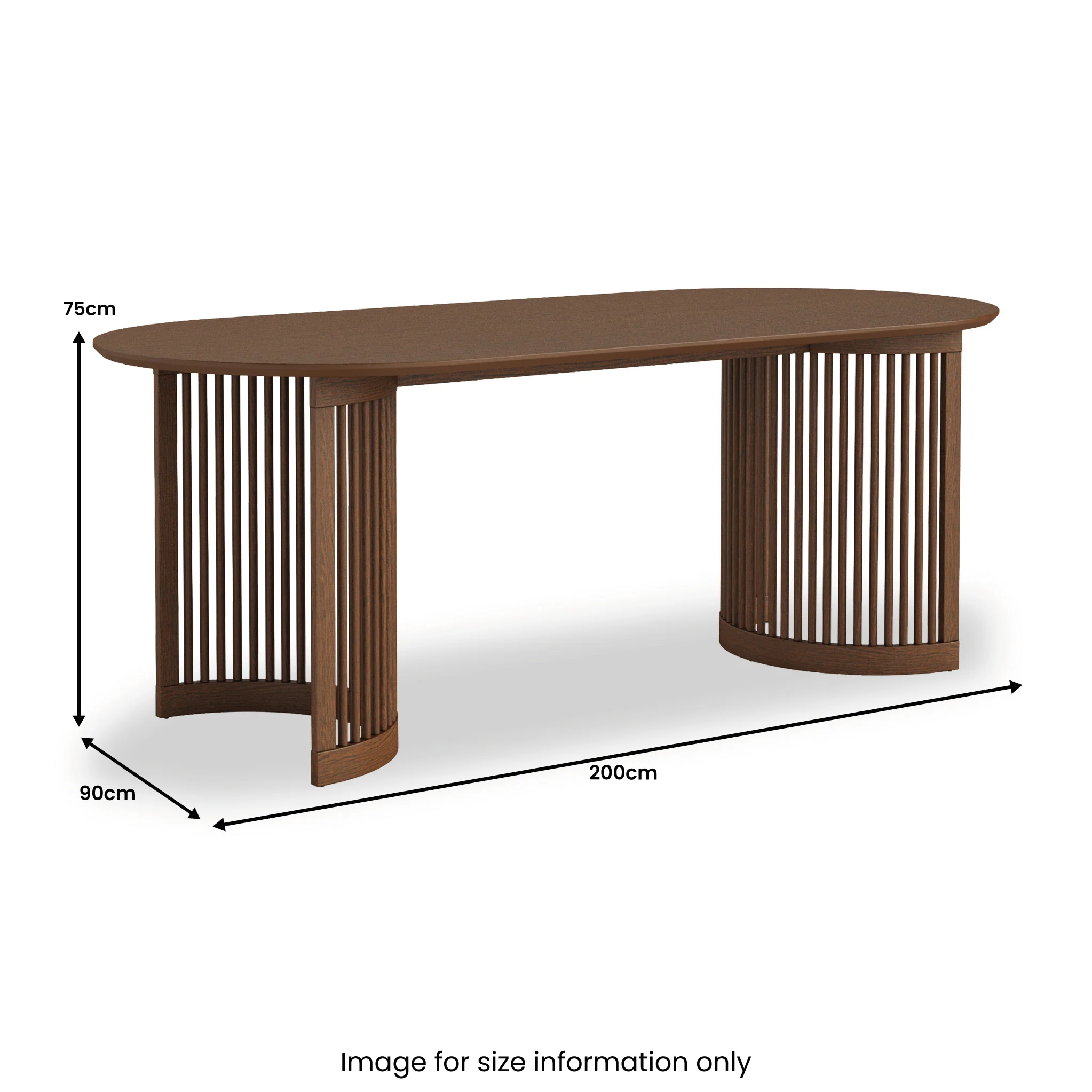 Shorwell Dark Oak Slatted Oval Dining Table - Image 3