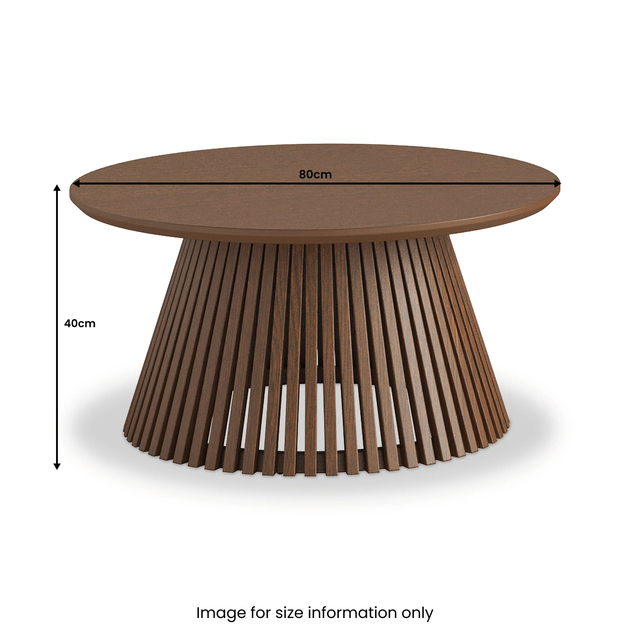 Shorwell Dark Oak Slatted Round Coffee Table - Image 3