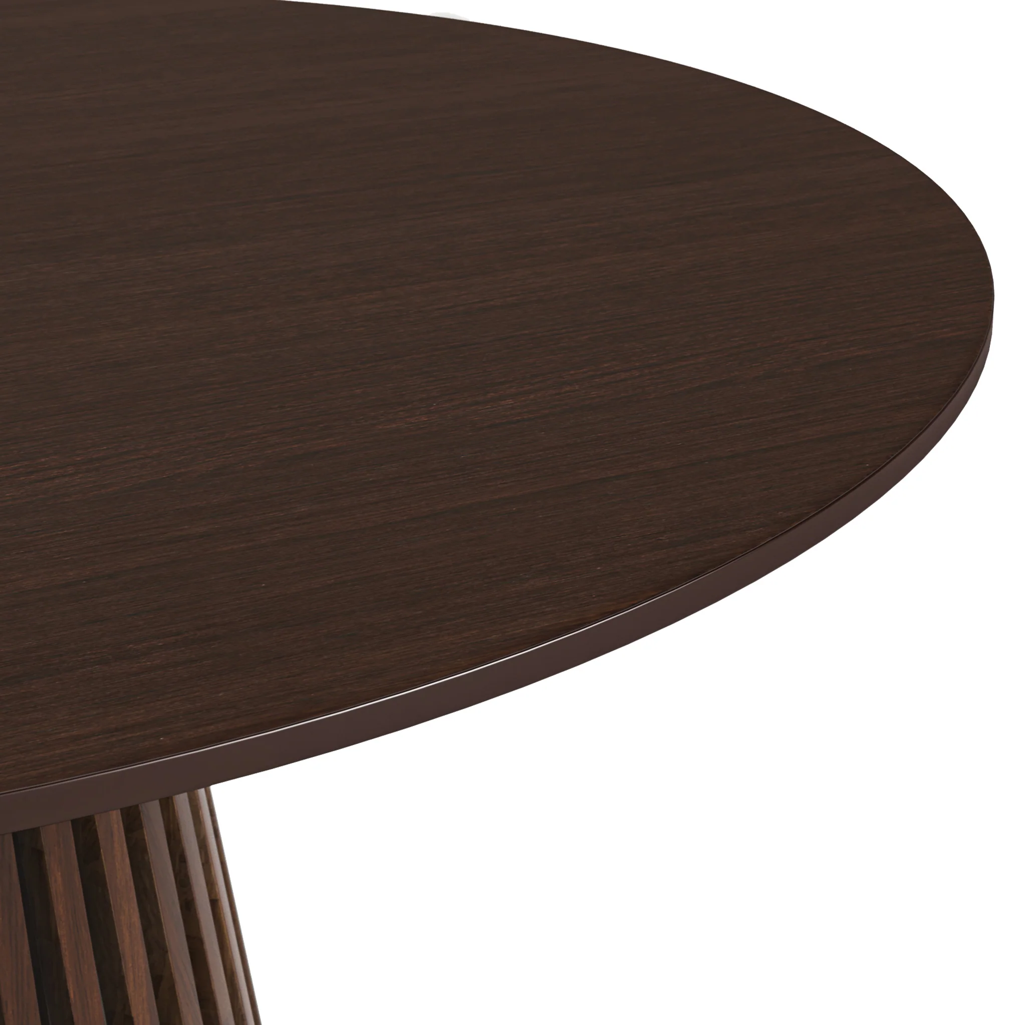 Shorwell Dark Oak Slatted Round Dining Table - Image 3