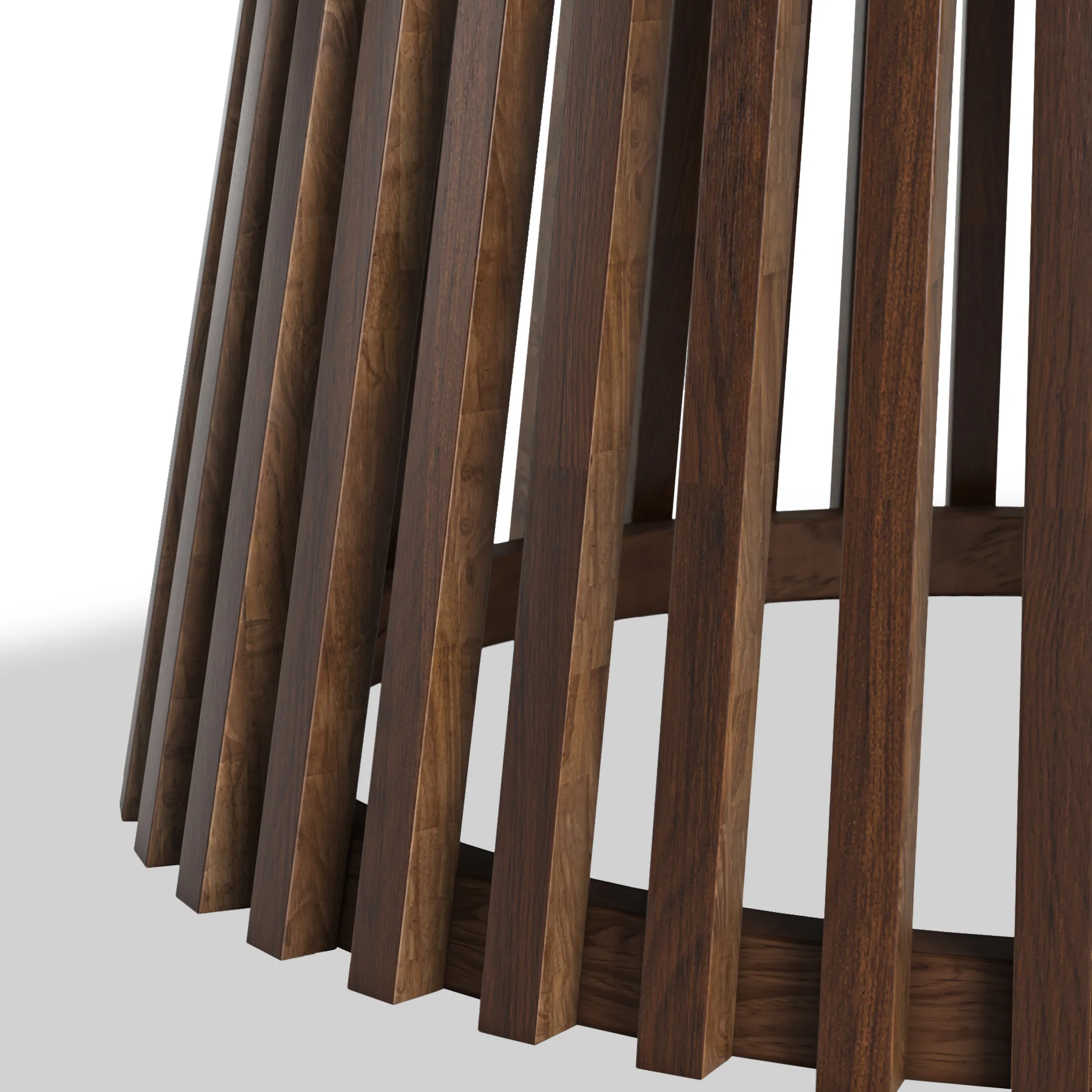 Shorwell Dark Oak Slatted Round Dining Table - Image 4