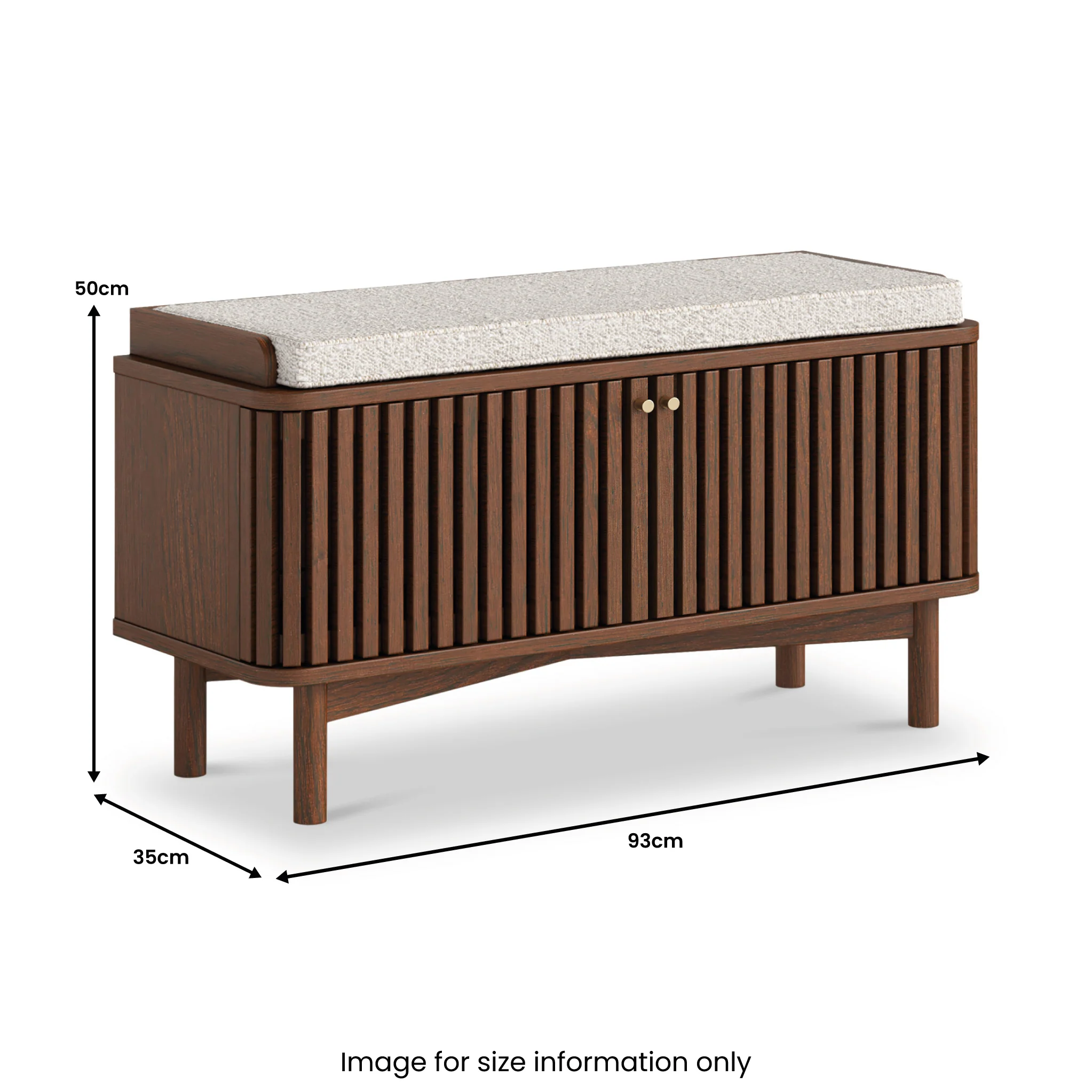Shorwell Dark Oak Slatted Storage Bench - Image 3