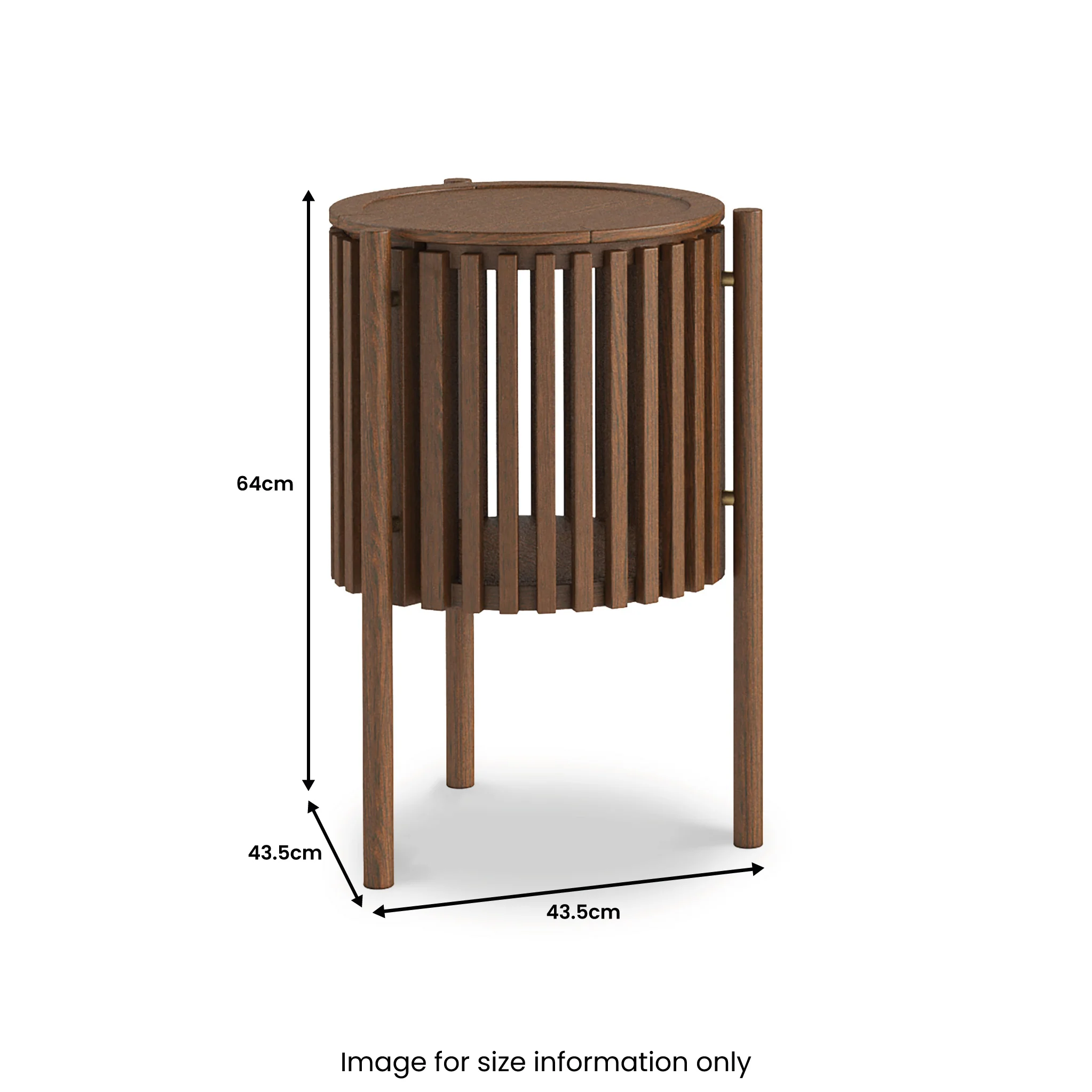 Shorwell Dark Oak Slatted Story 1 Door Side Table - Image 3