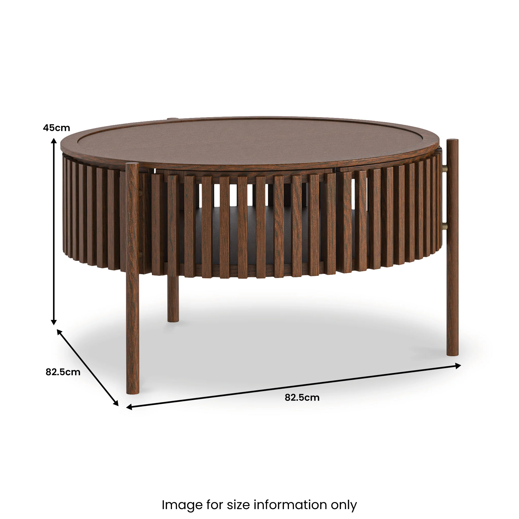Shorwell Dark Oak Slatted Story 2 Door Coffee Table - Image 3