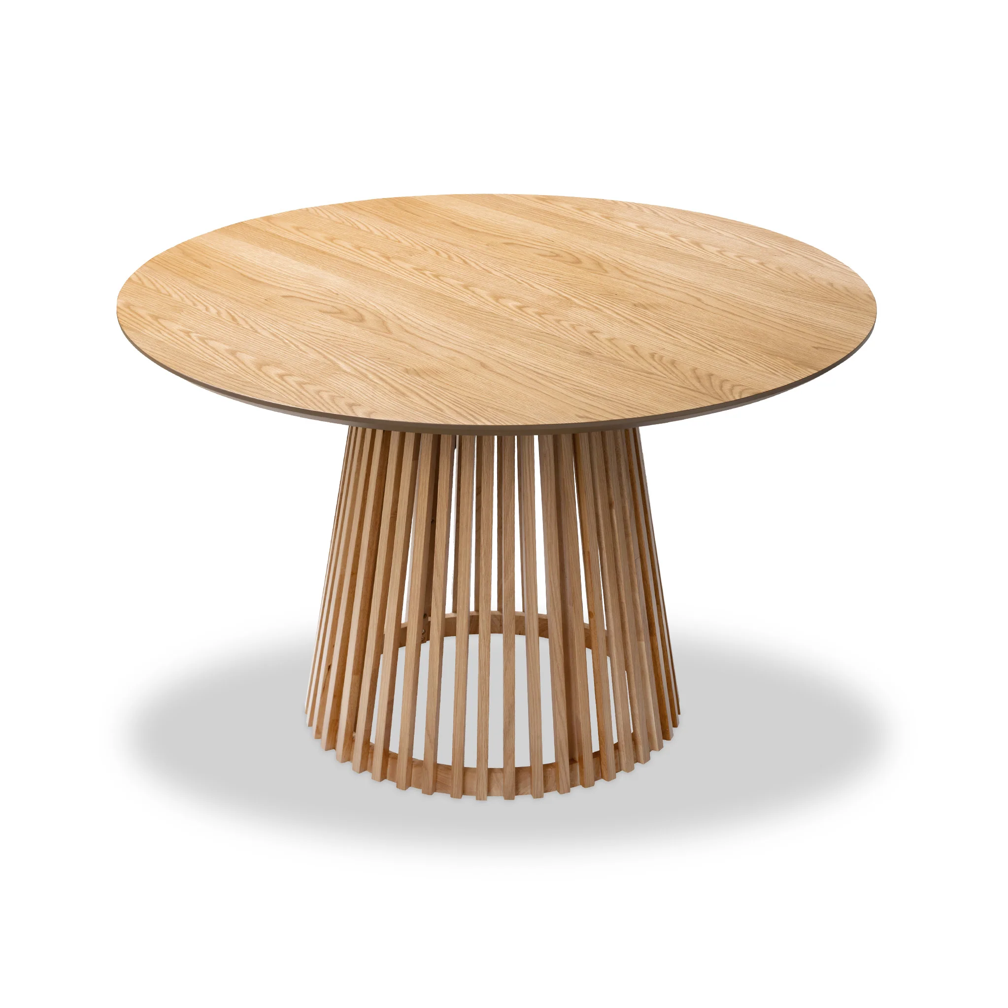 Shorwell Oak 120cm Slatted Round Dining Table - Image 3