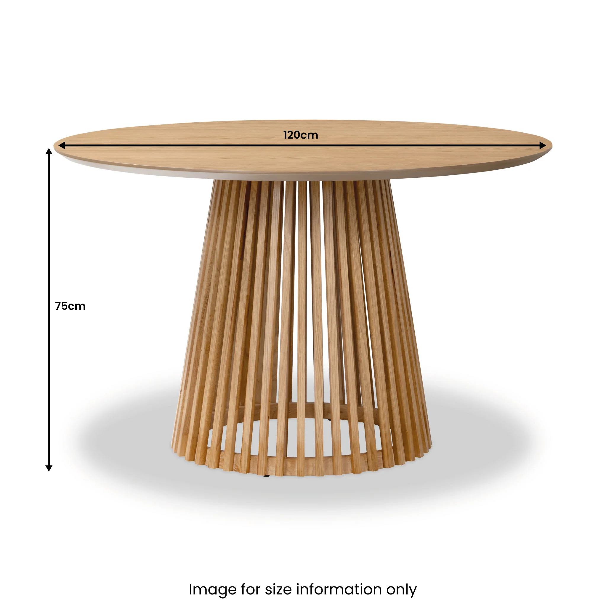 Shorwell Oak 120cm Slatted Round Dining Table - Image 9