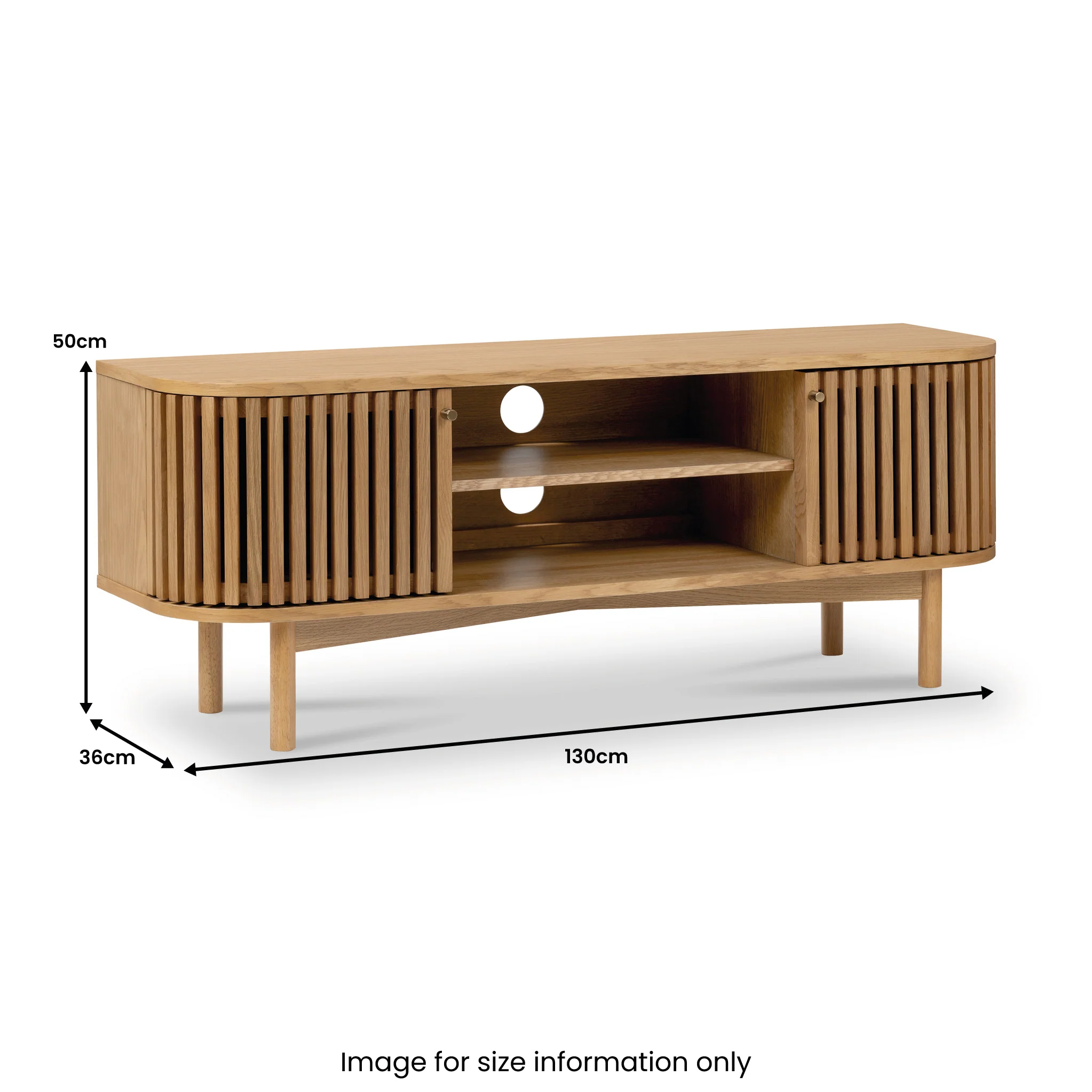 Shorwell Oak 130cm Slatted TV Unit - Image 13