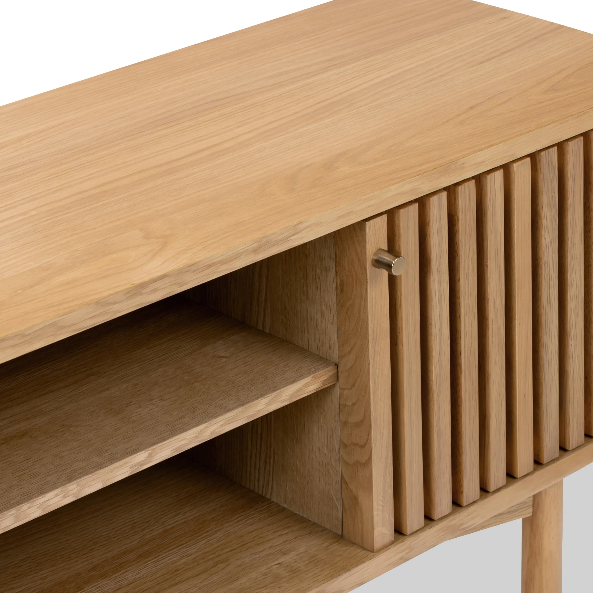 Shorwell Oak 130cm Slatted TV Unit - Image 7