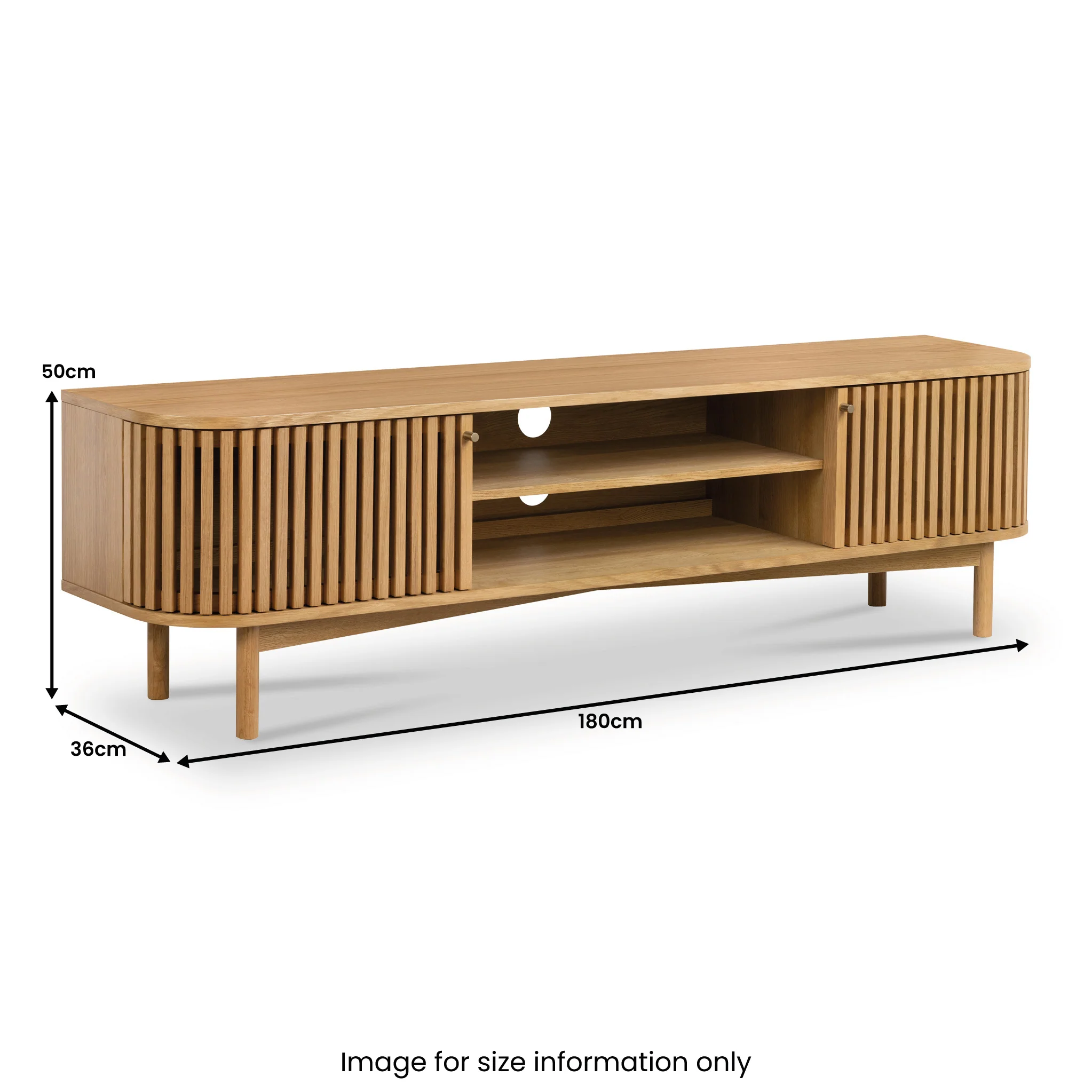 Shorwell Oak 180cm Slatted TV Unit - Image 14