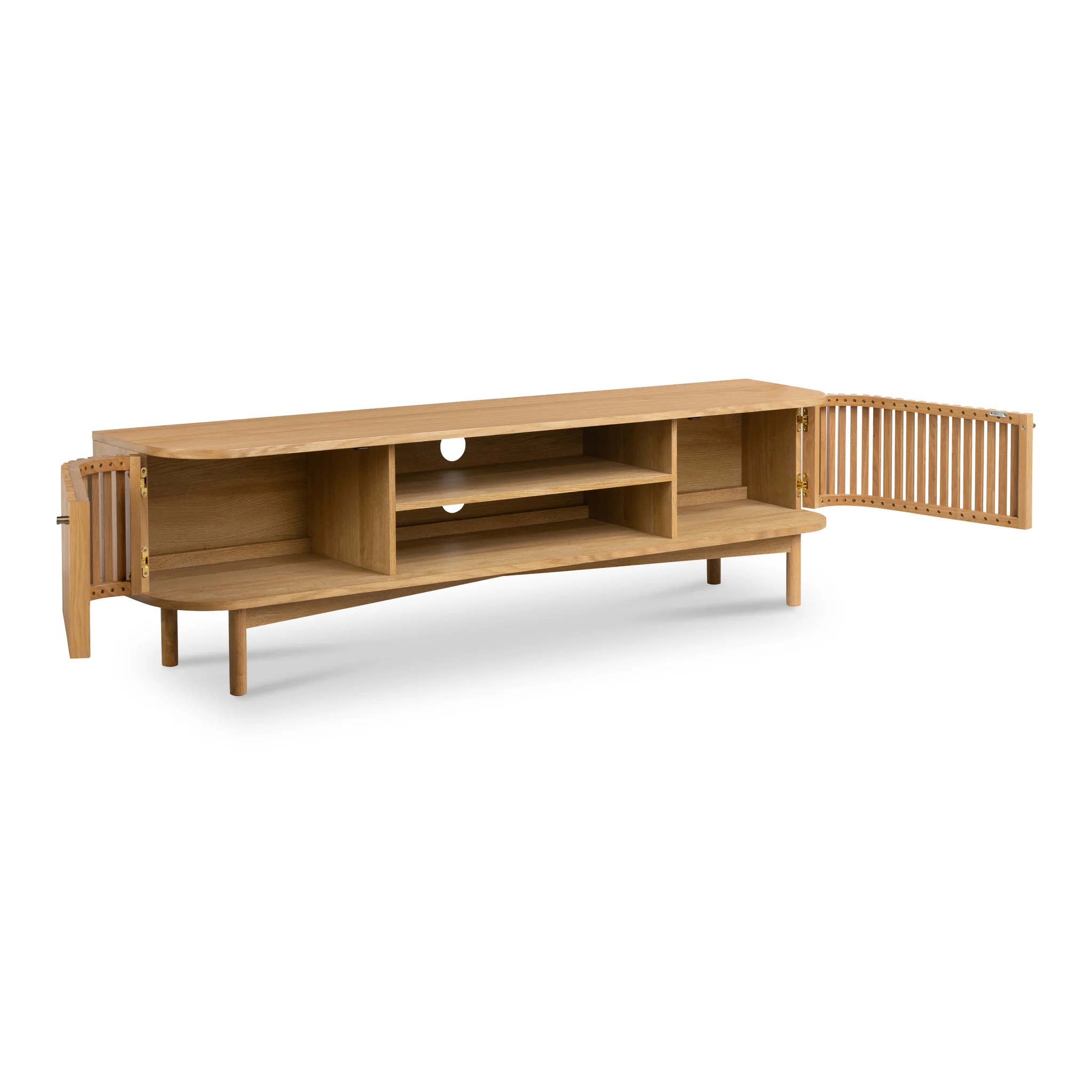 Shorwell Oak 180cm Slatted TV Unit - Image 4