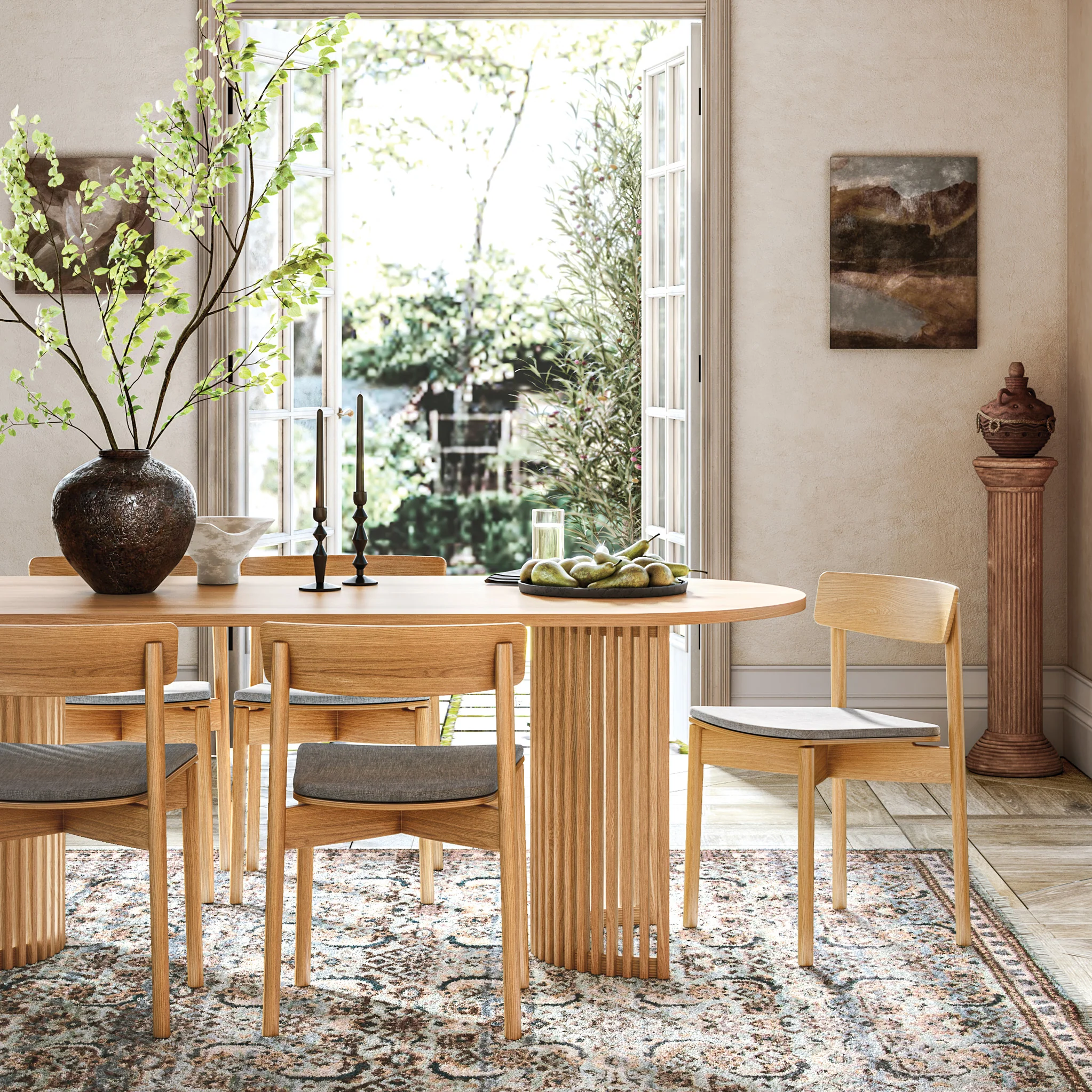 Shorwell Oak 200cm Slatted Oval Dining Table - Image 2