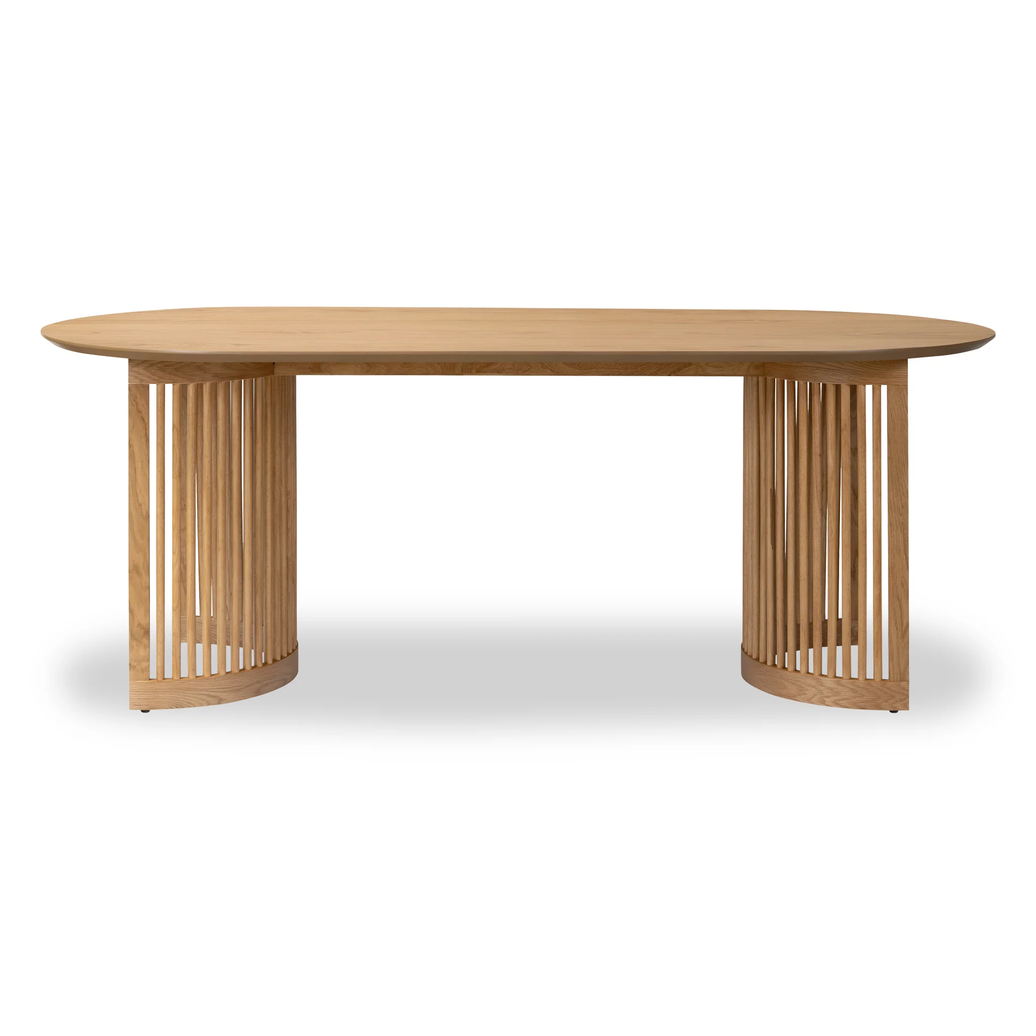 Shorwell Oak 200cm Slatted Oval Dining Table - Image 3