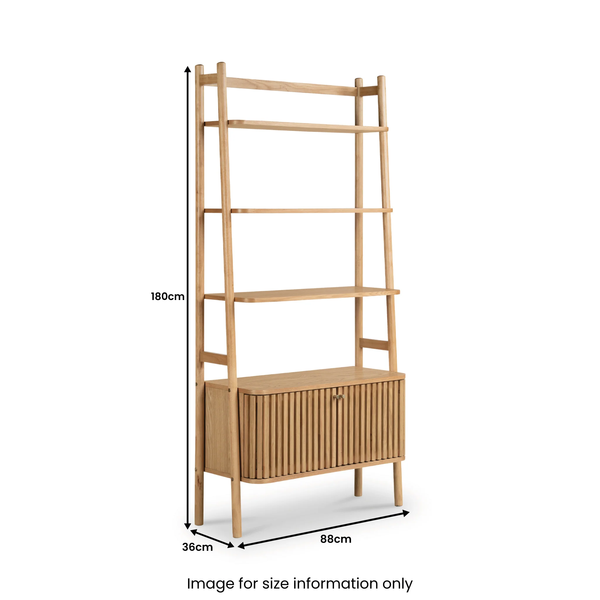 Shorwell Oak Large Bookcase with 2 Door Slatted Cupboard - Image 11