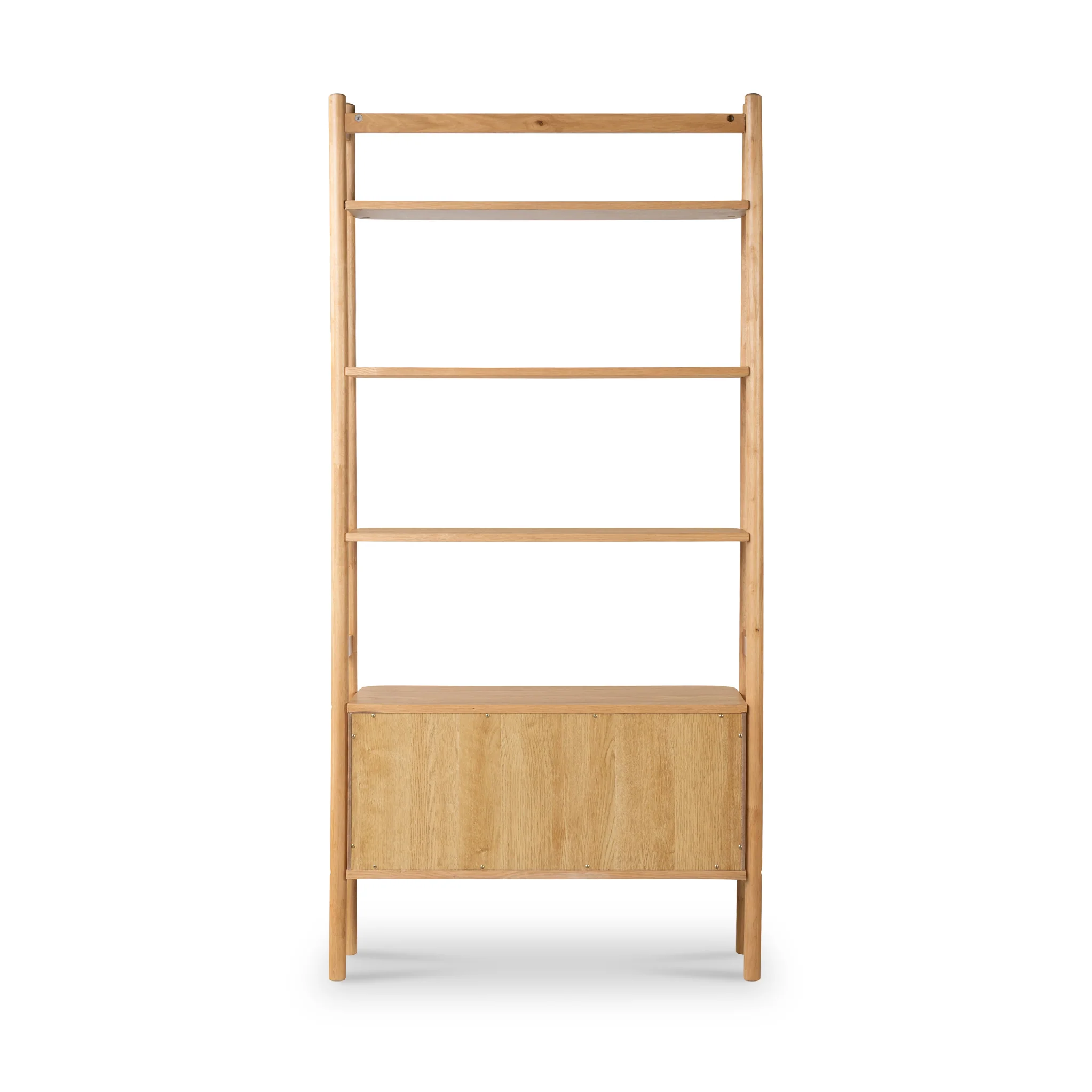 Shorwell Oak Large Bookcase with 2 Door Slatted Cupboard - Image 6