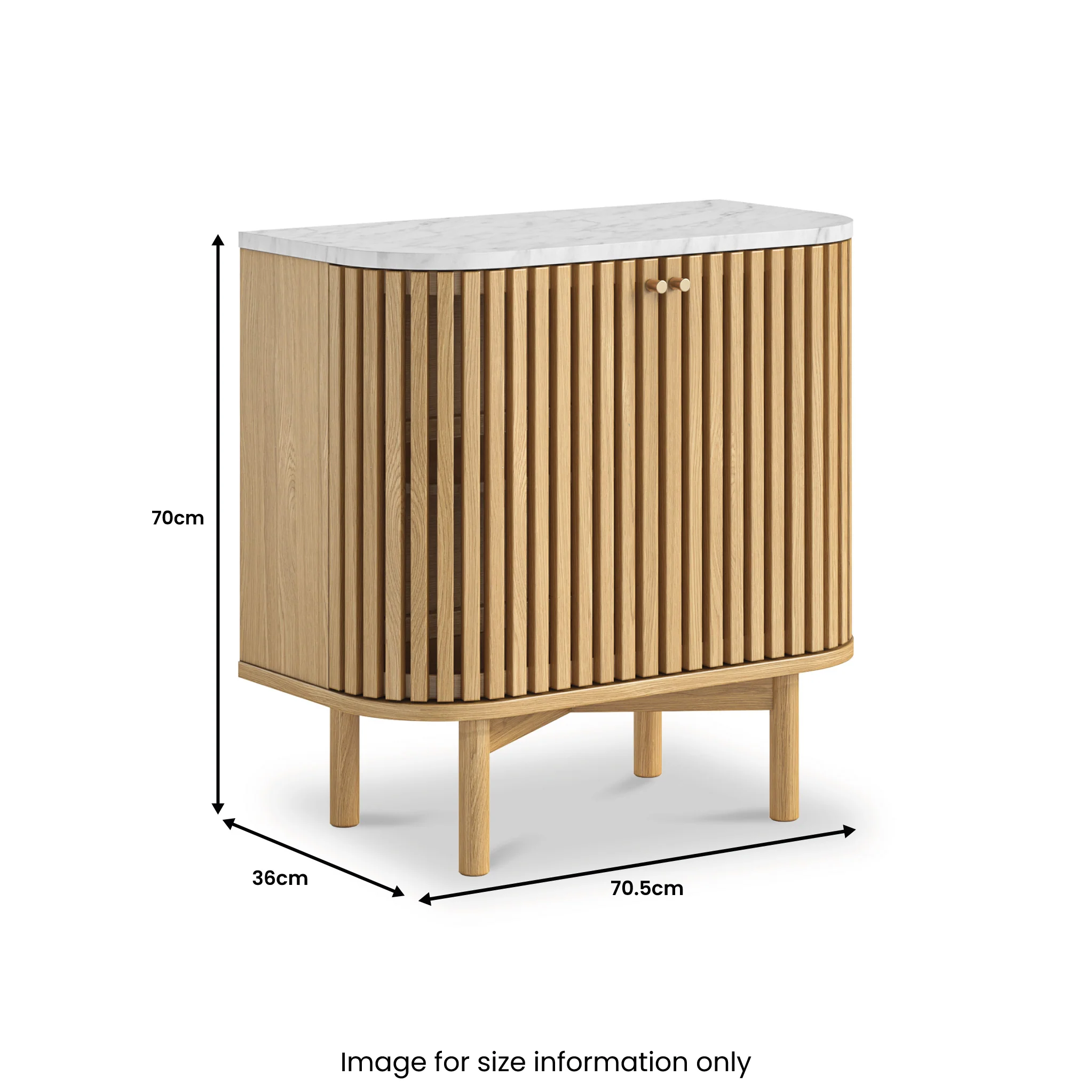 Shorwell Oak & Marble Slatted Cupboard - Image 3