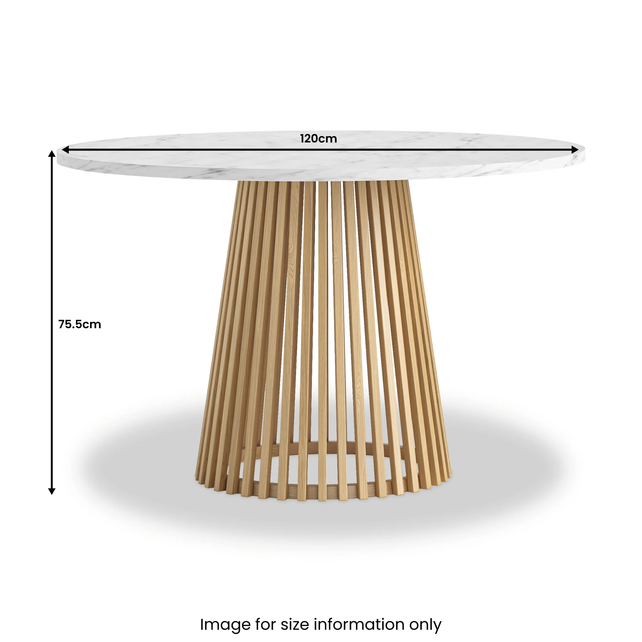 Shorwell Oak & Marble Slatted Round Dining Table - Image 3
