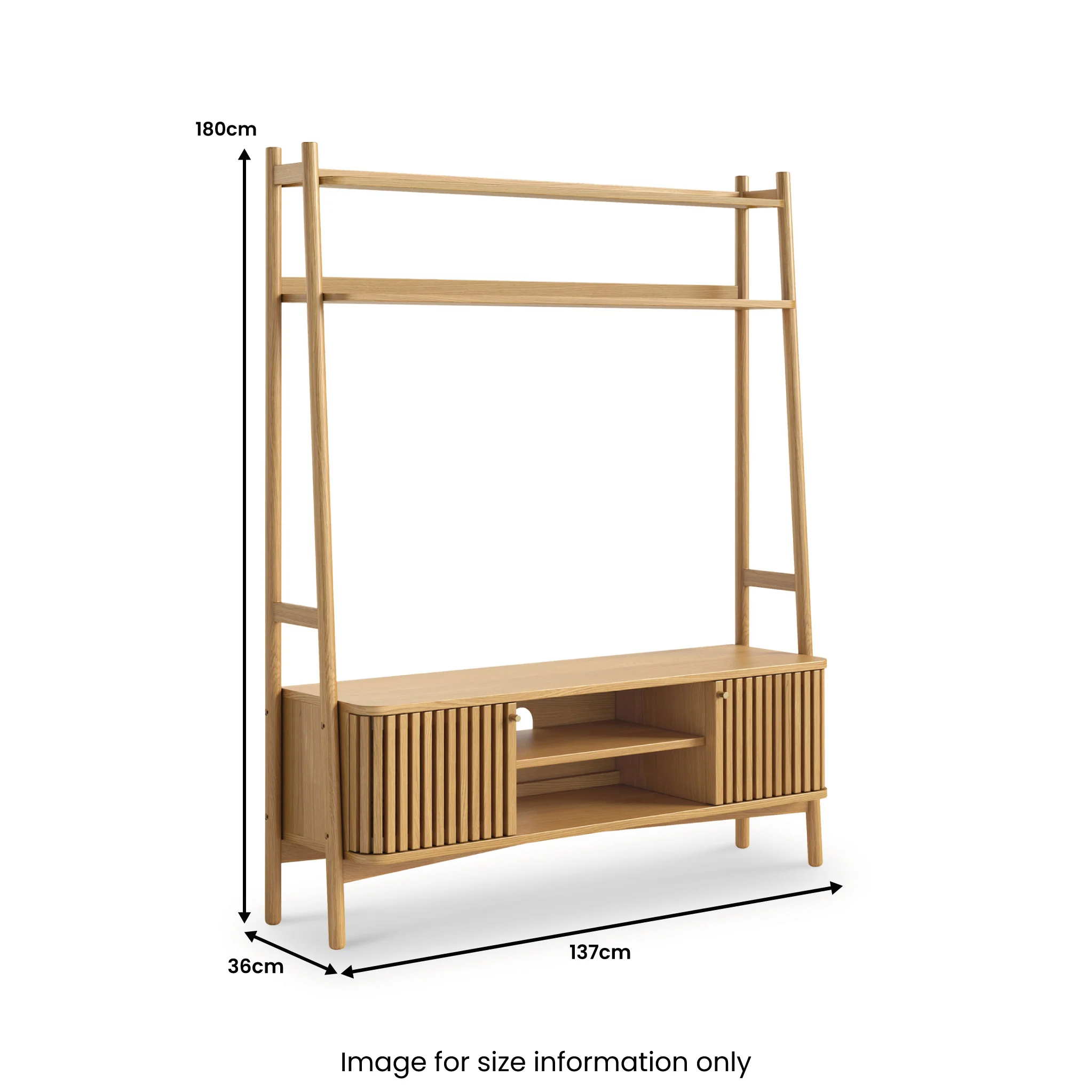 Shorwell Oak Slatted 137cm TV Ladder Unit - Image 3