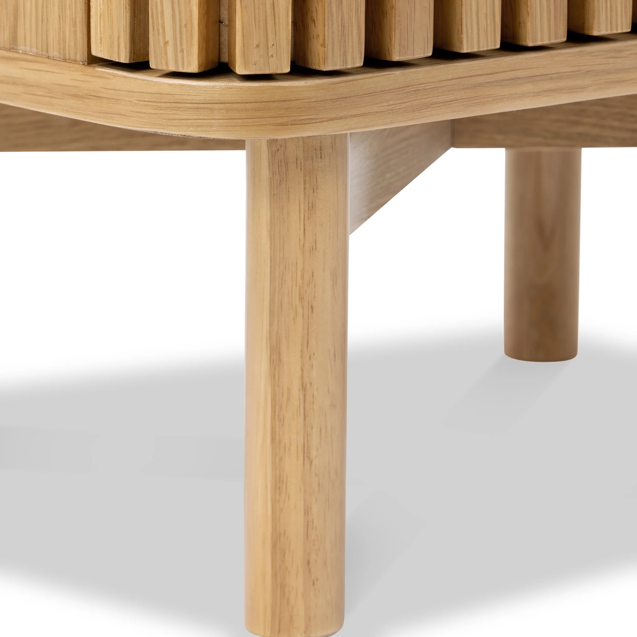 Shorwell Oak Slatted 2 Door Bedside Table - Image 12