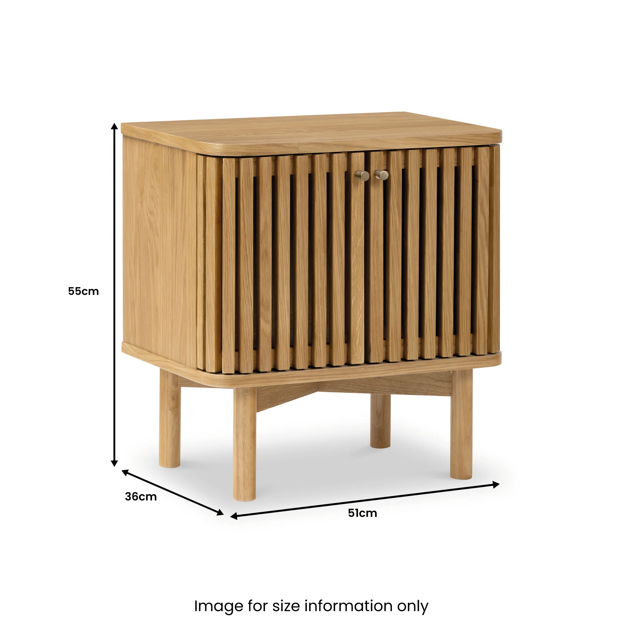 Shorwell Oak Slatted 2 Door Bedside Table - Image 14