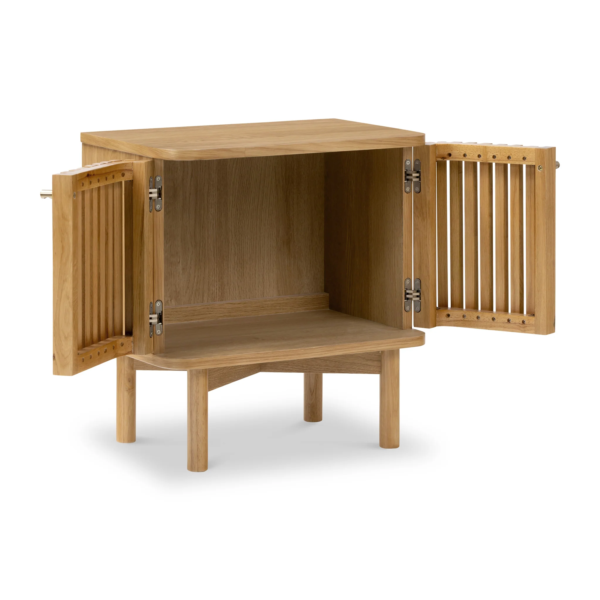 Shorwell Oak Slatted 2 Door Bedside Table - Image 4