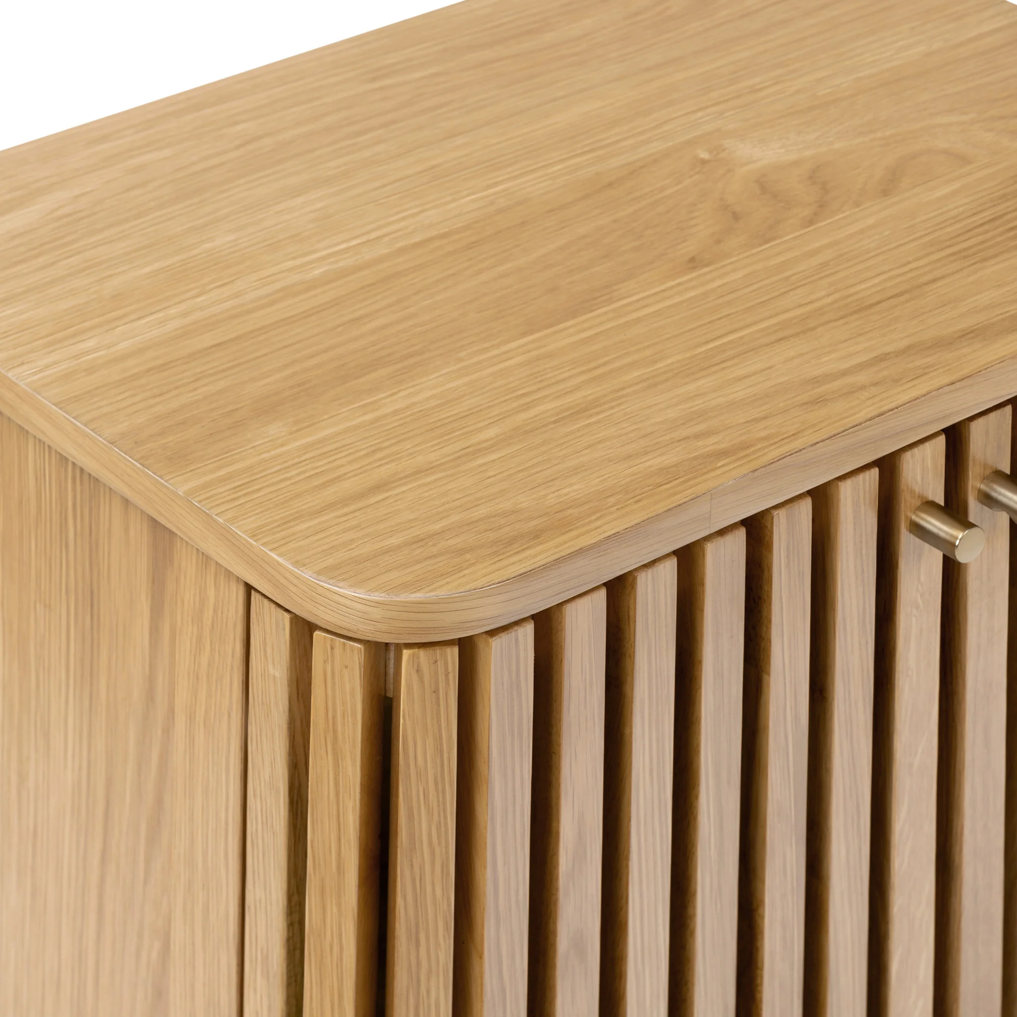 Shorwell Oak Slatted 2 Door Bedside Table - Image 7