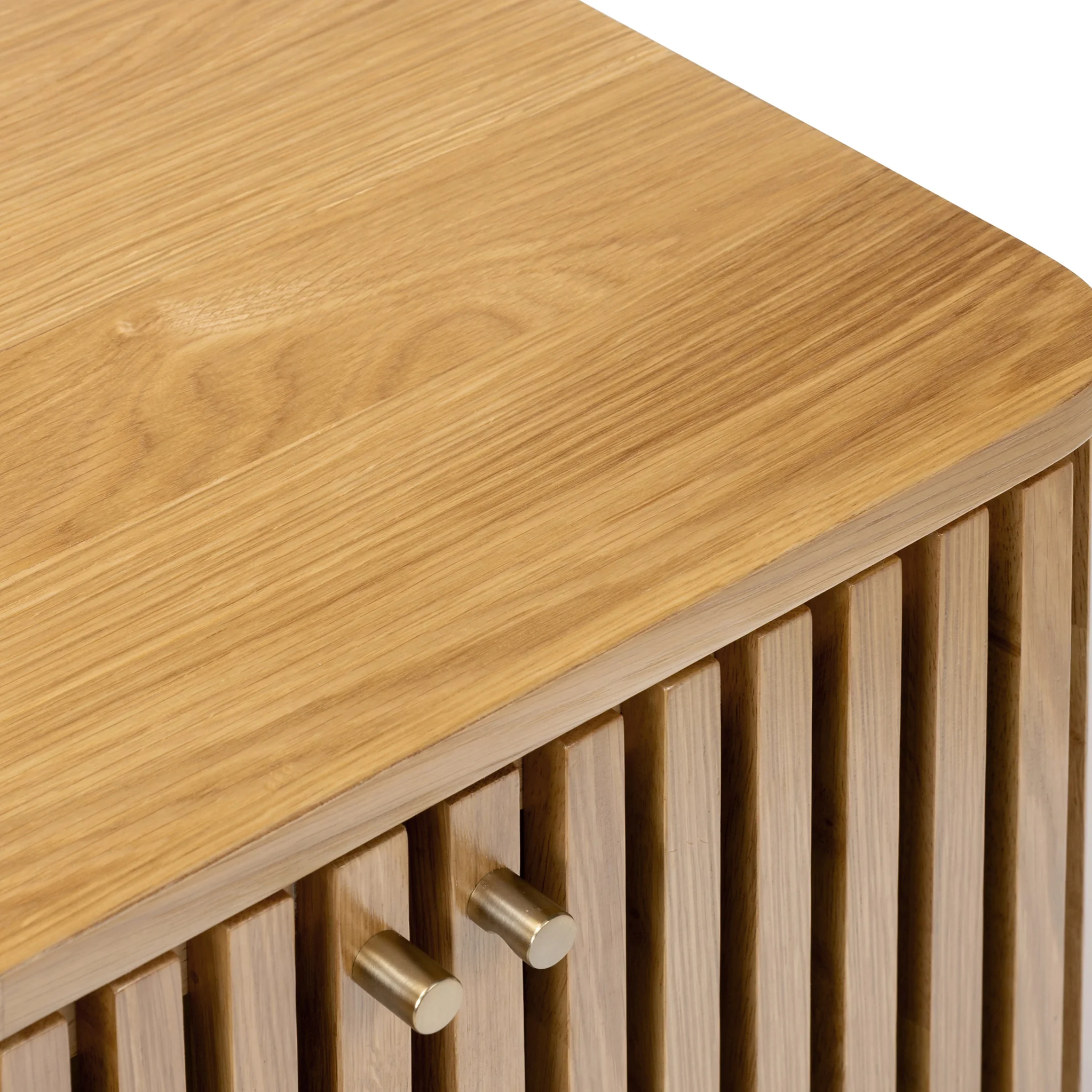Shorwell Oak Slatted 2 Door Bedside Table - Image 8